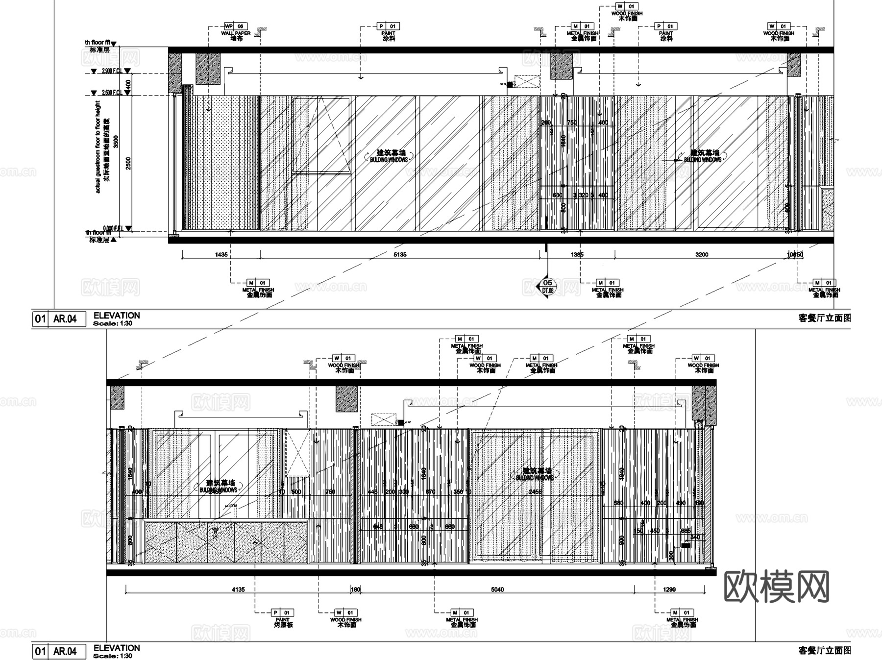 源盛云锦中心偶数层西侧边套样板房室内家装CAD施工图整套cad施工图