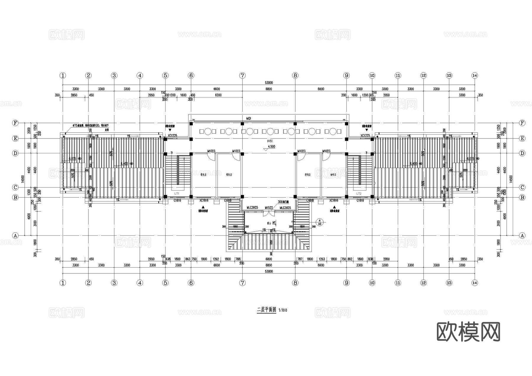 游客中心建筑施工图cad施工图