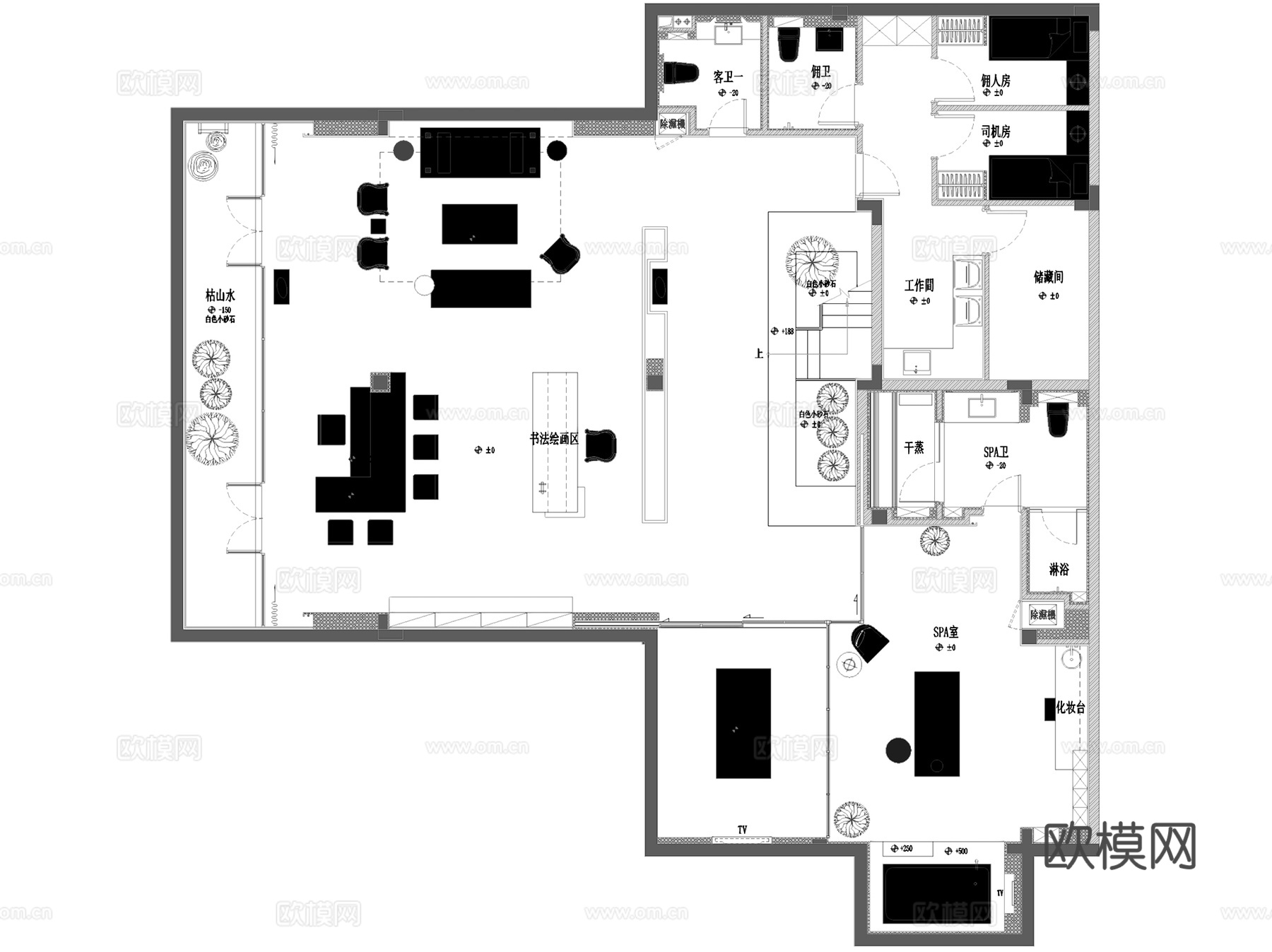 上海中信泰富青浦朱家角二层别墅样板房室内家装CAD施工图整套cad施工图