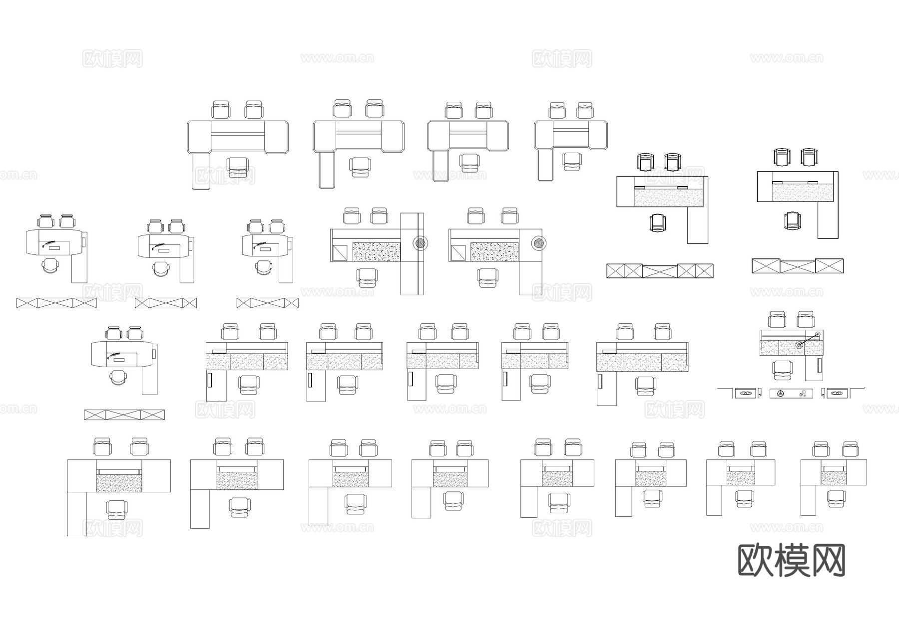 员工卡座办公桌CAD图库cad施工图cad施工图