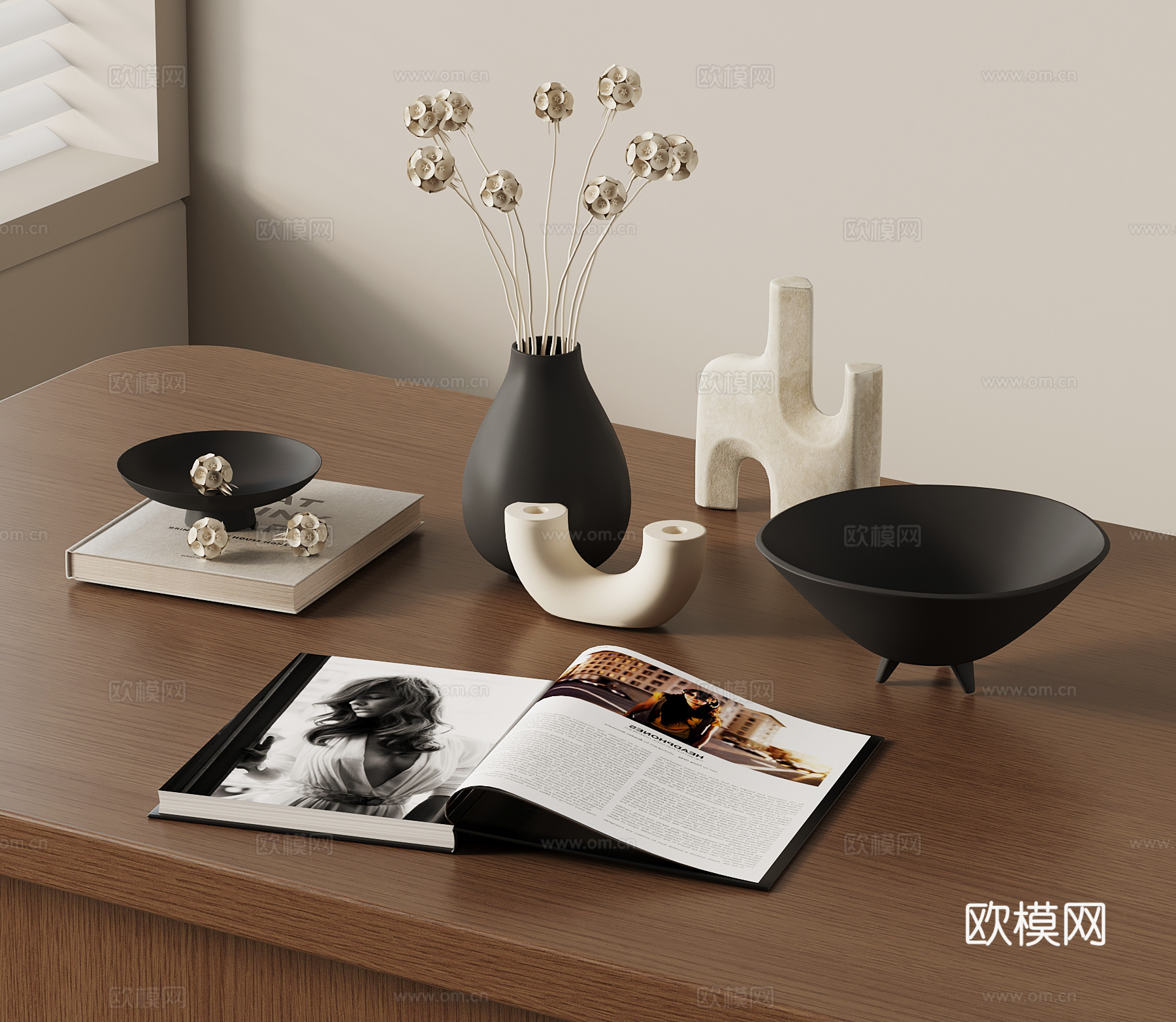 侘寂中古摆件 法式摆件 茶几摆件 餐桌摆件su模型