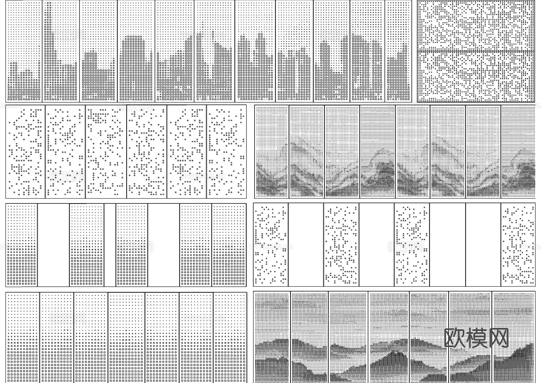 山形铝板金属冲孔板CAD图库cad施工图