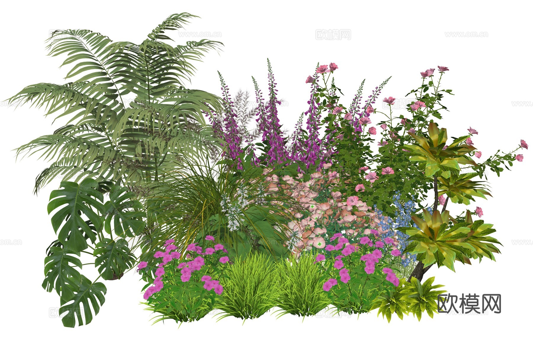 现代室内植物堆造景组合su模型