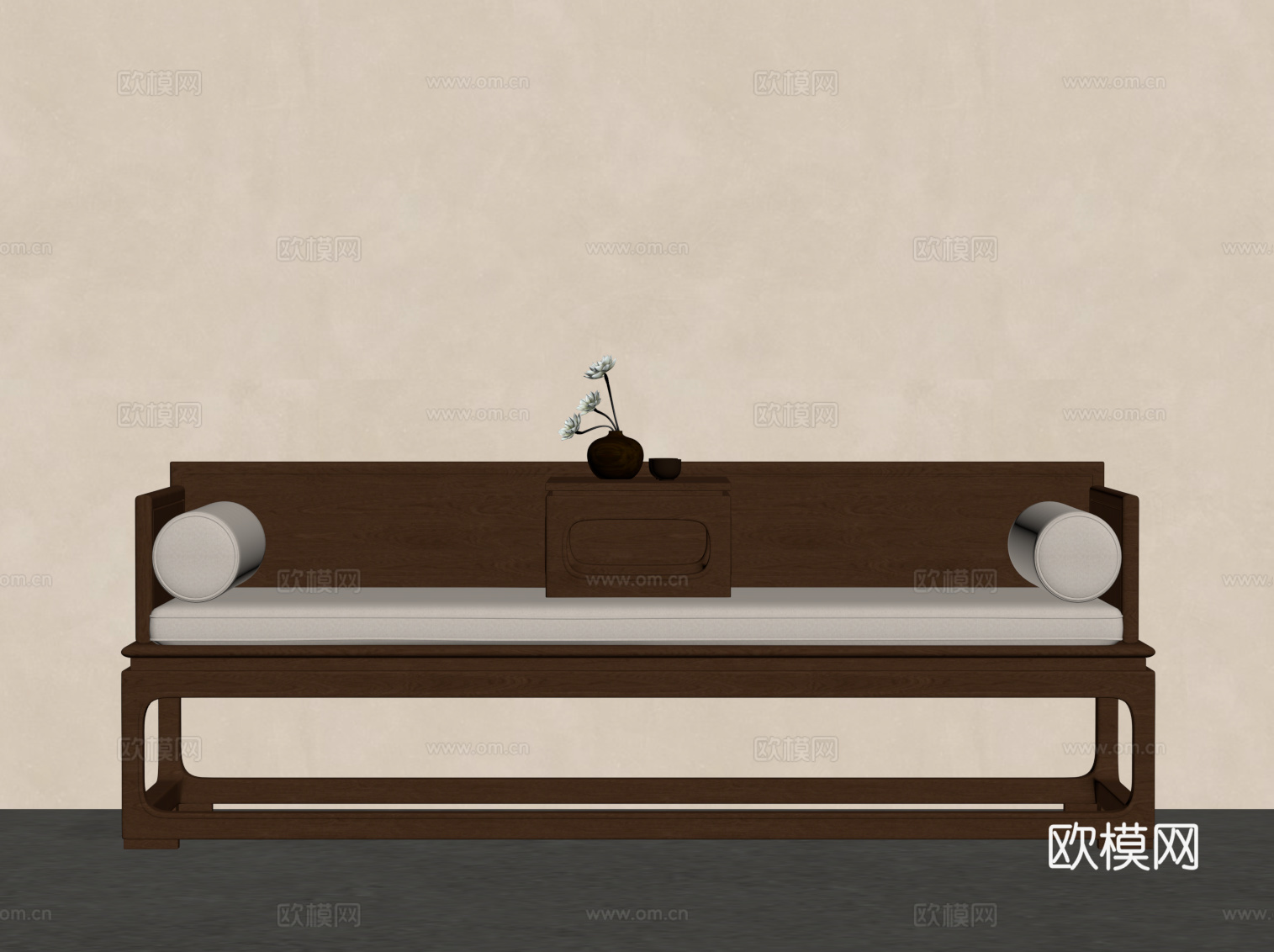 新中式罗汉床su模型