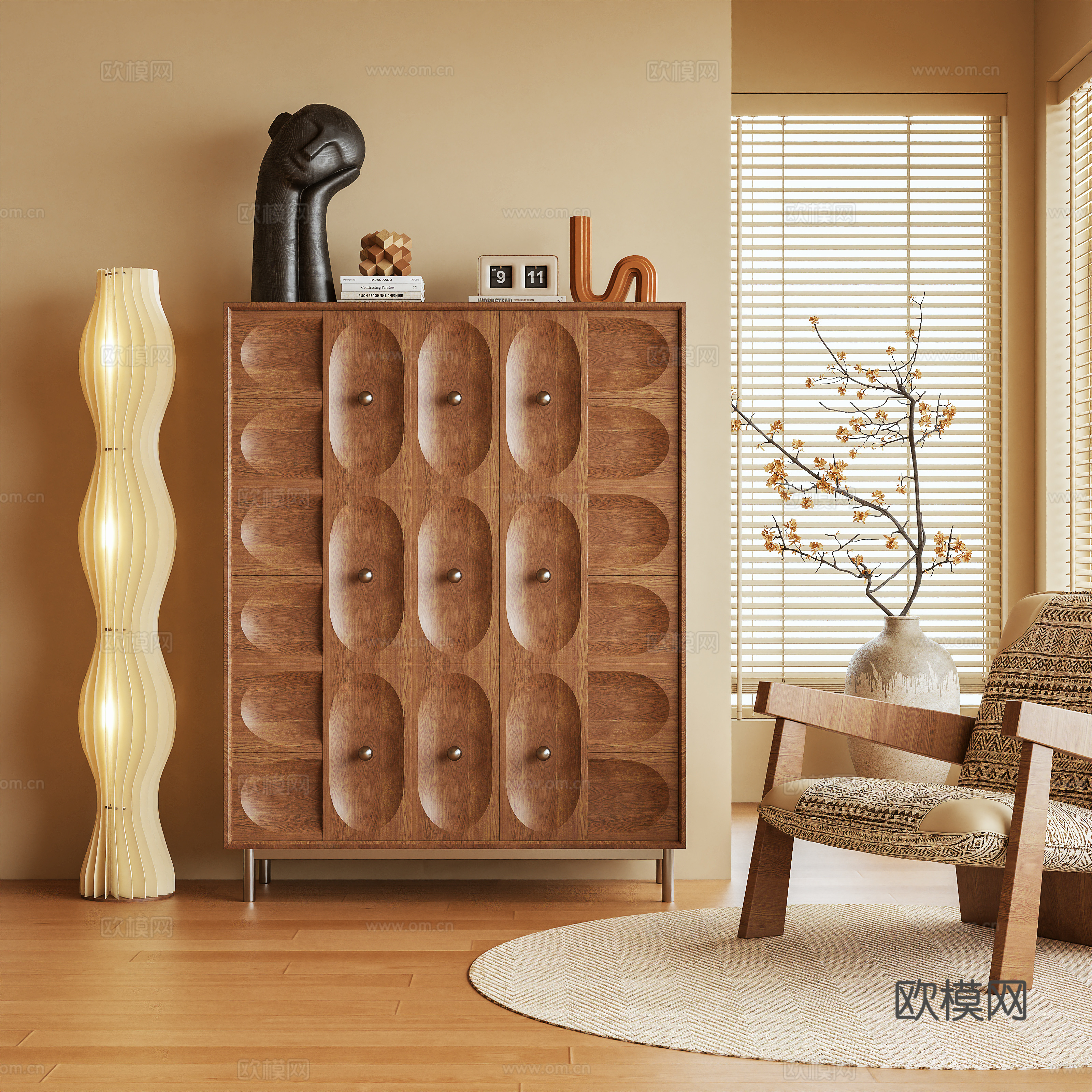 斗柜 玄关柜 储物柜 茶水柜 置物柜 落地灯 摆件3d模型下载