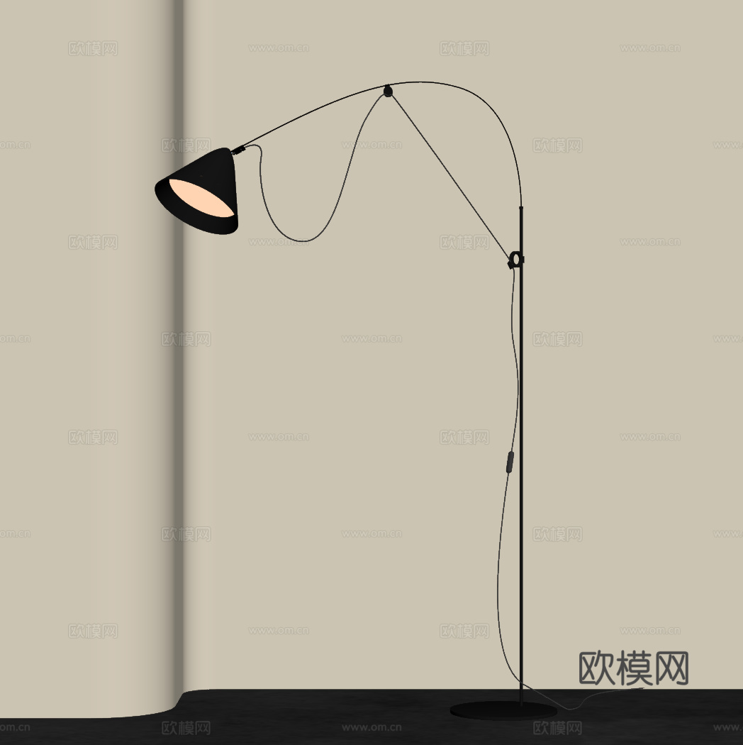 现代落地灯 鱼线落地灯su模型