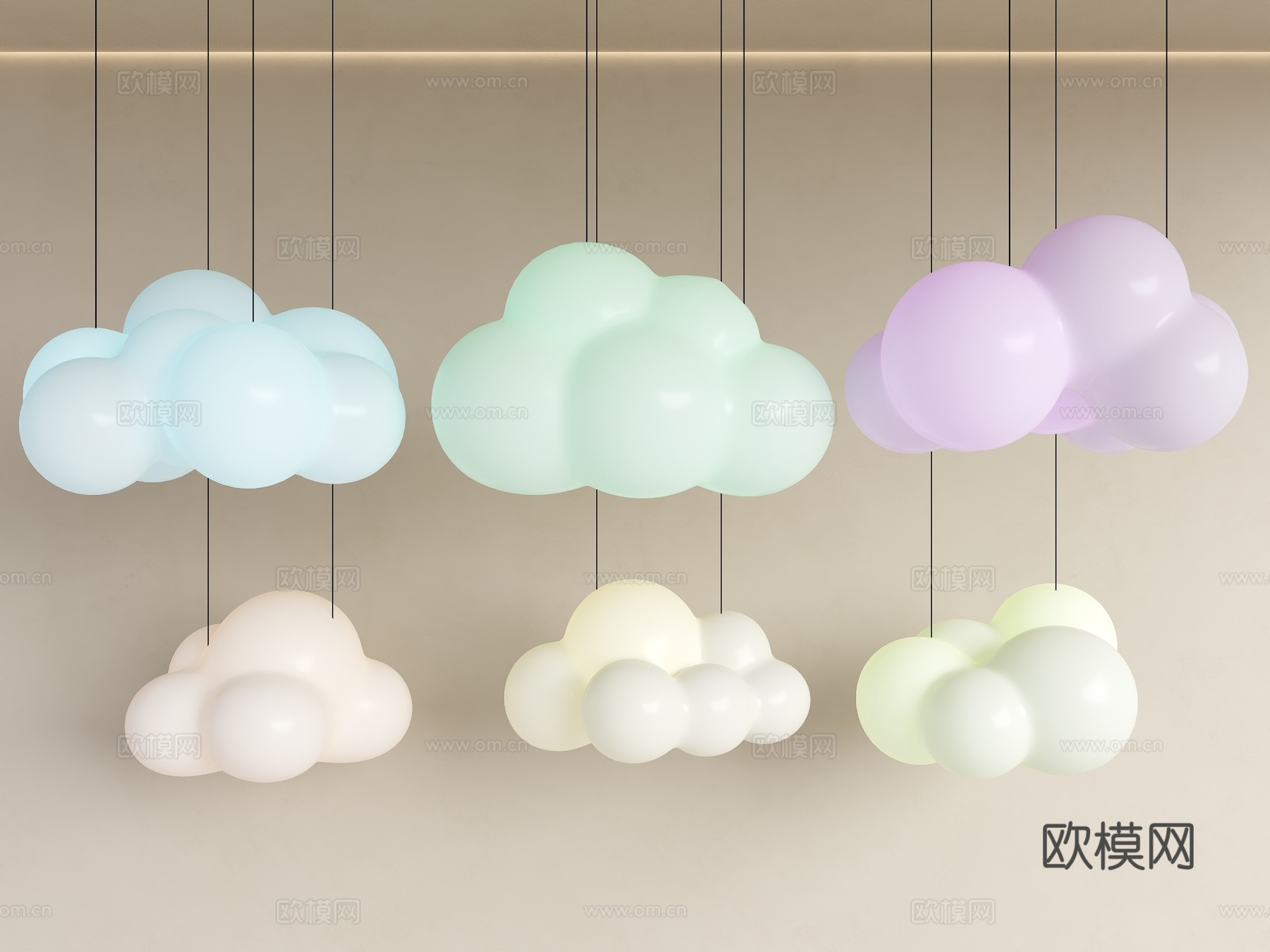 云朵吊灯 儿童房吊灯 现代吊灯 装饰吊灯 云朵雕塑 云朵 云su模型