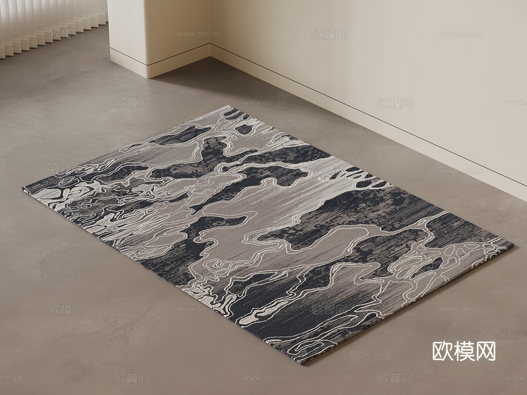 新中式地毯 方形地毯su模型