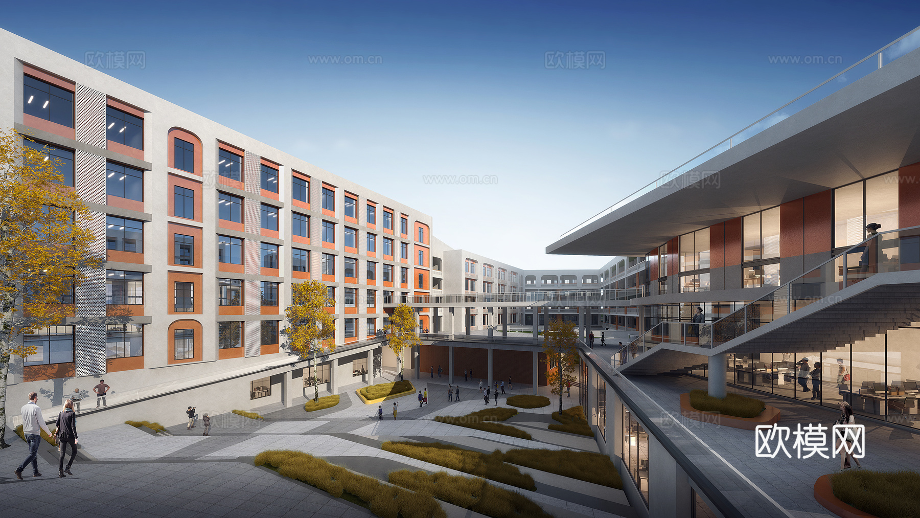 现代 建筑立面 学校3d模型下载