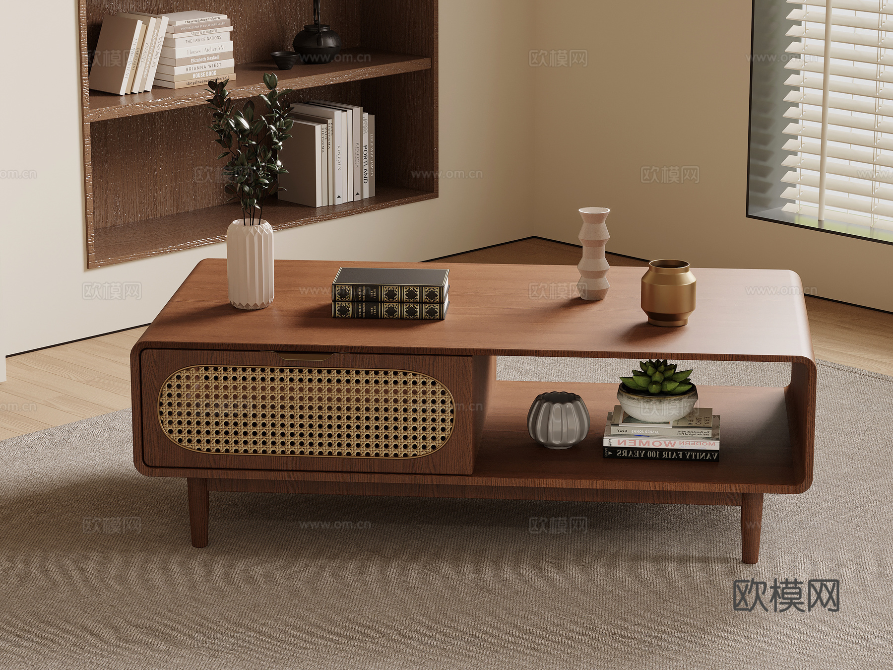 中古风茶几 方形茶几su模型