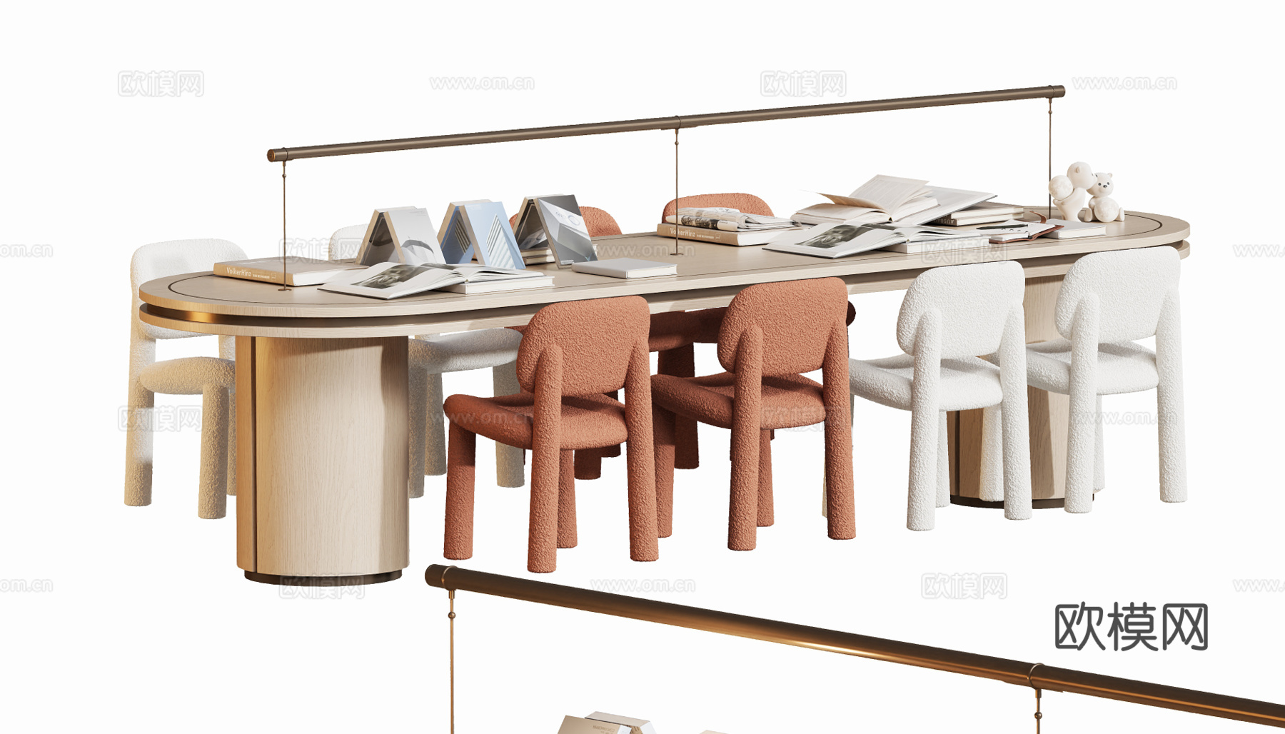 现代儿童手工书桌椅组合su模型