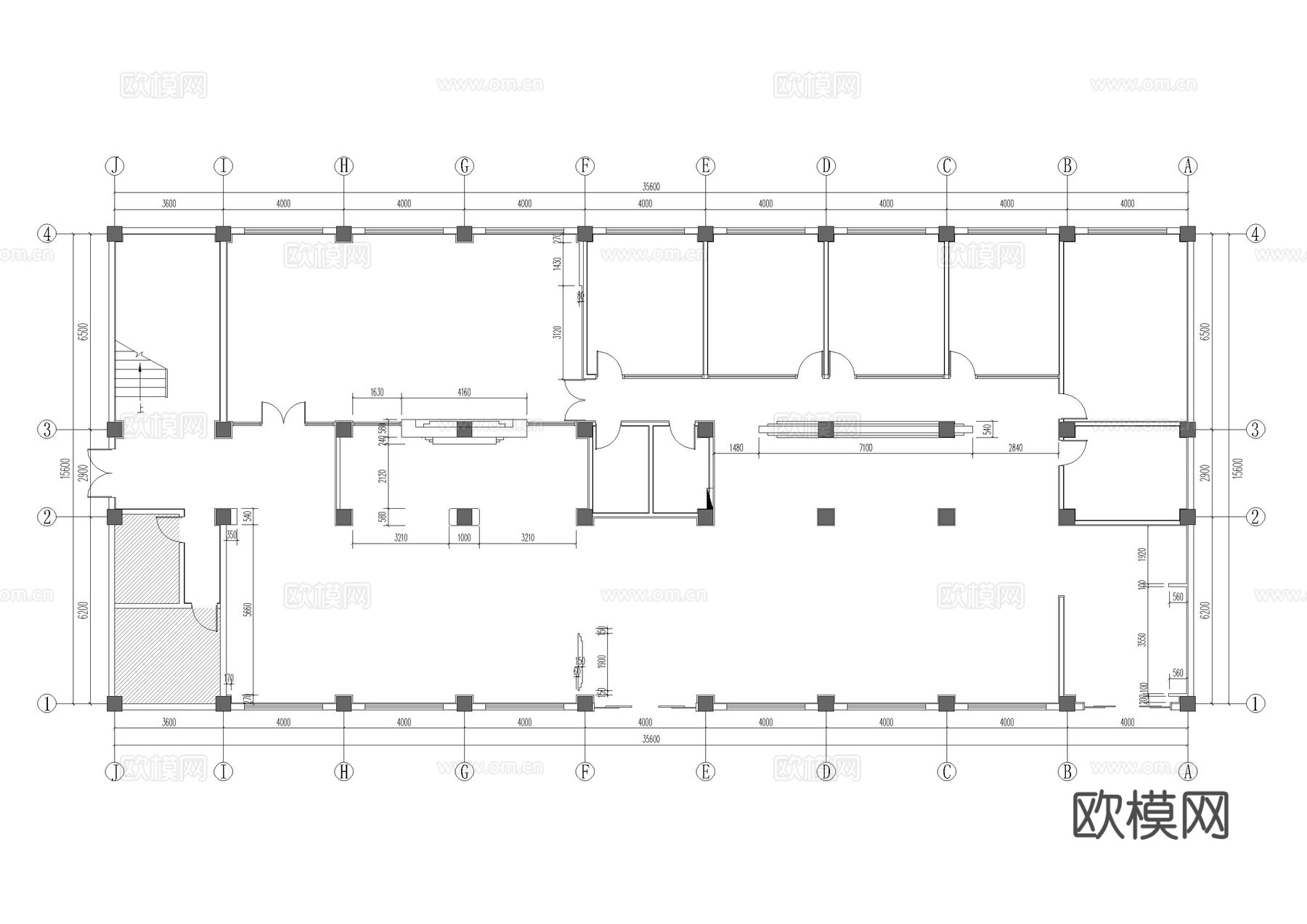 镇便民服务中心办公室施工图cad施工图