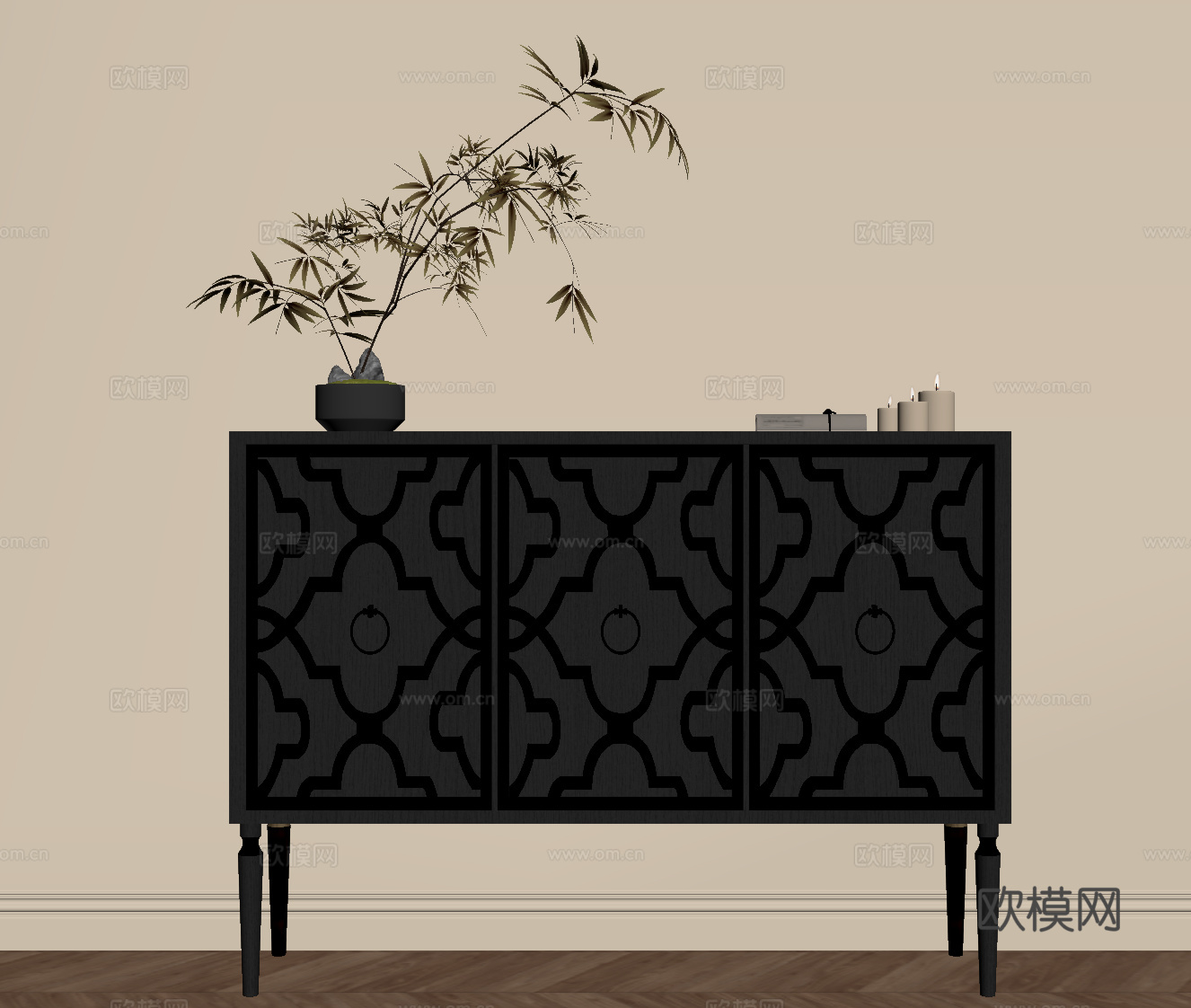 法式复古边柜 矮柜 储物柜su模型