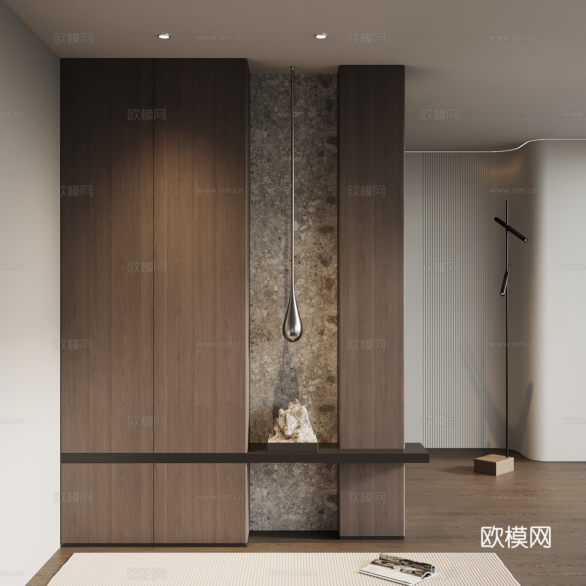 意式极简玄关柜 入户鞋柜 玄关背景3d模型下载