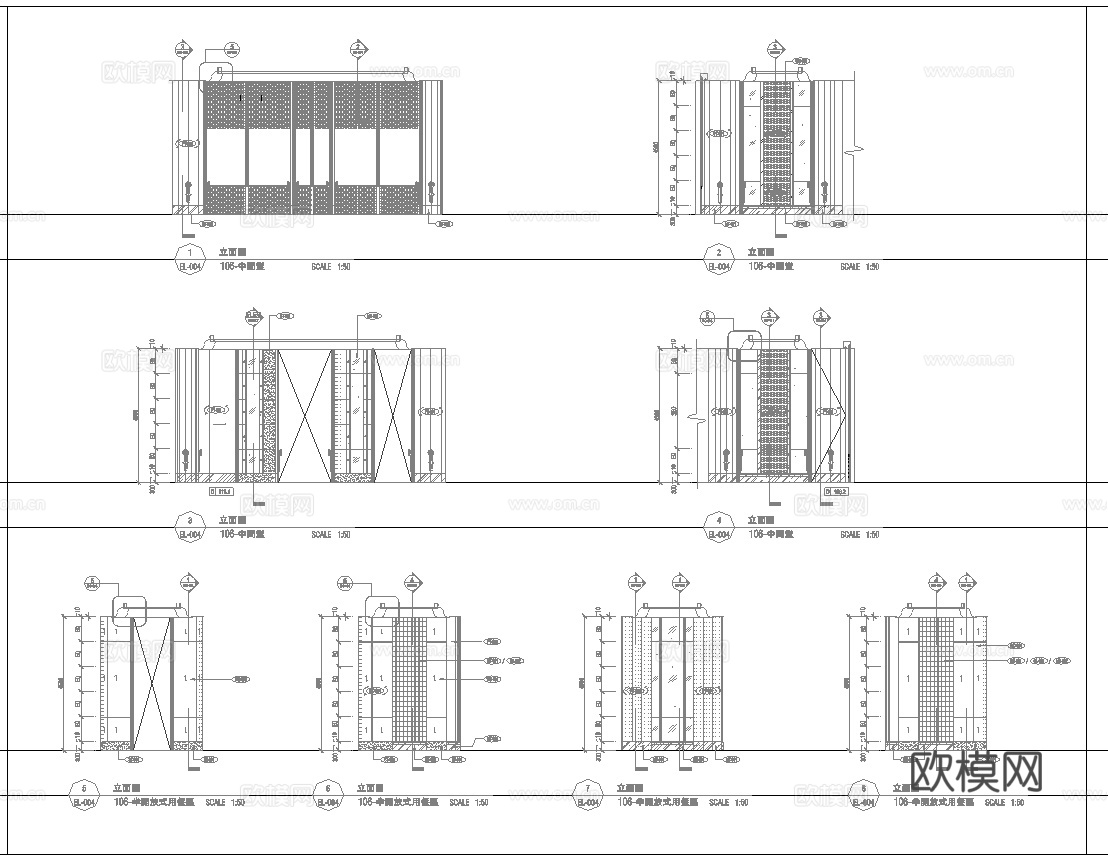 最新全套 酒店中餐厅 施工图合集cad施工图