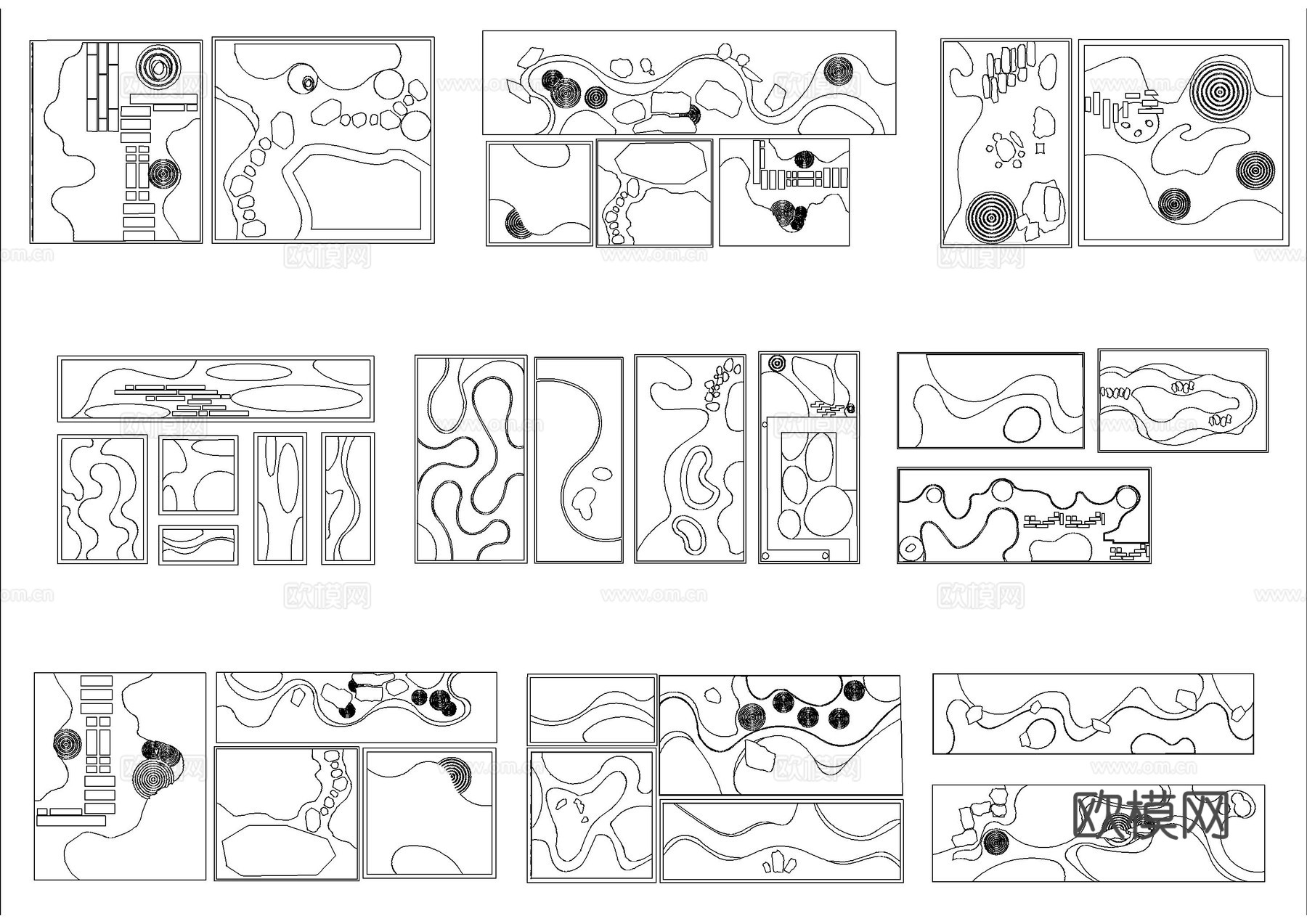 庭院花园景观平面cad图块cad施工图