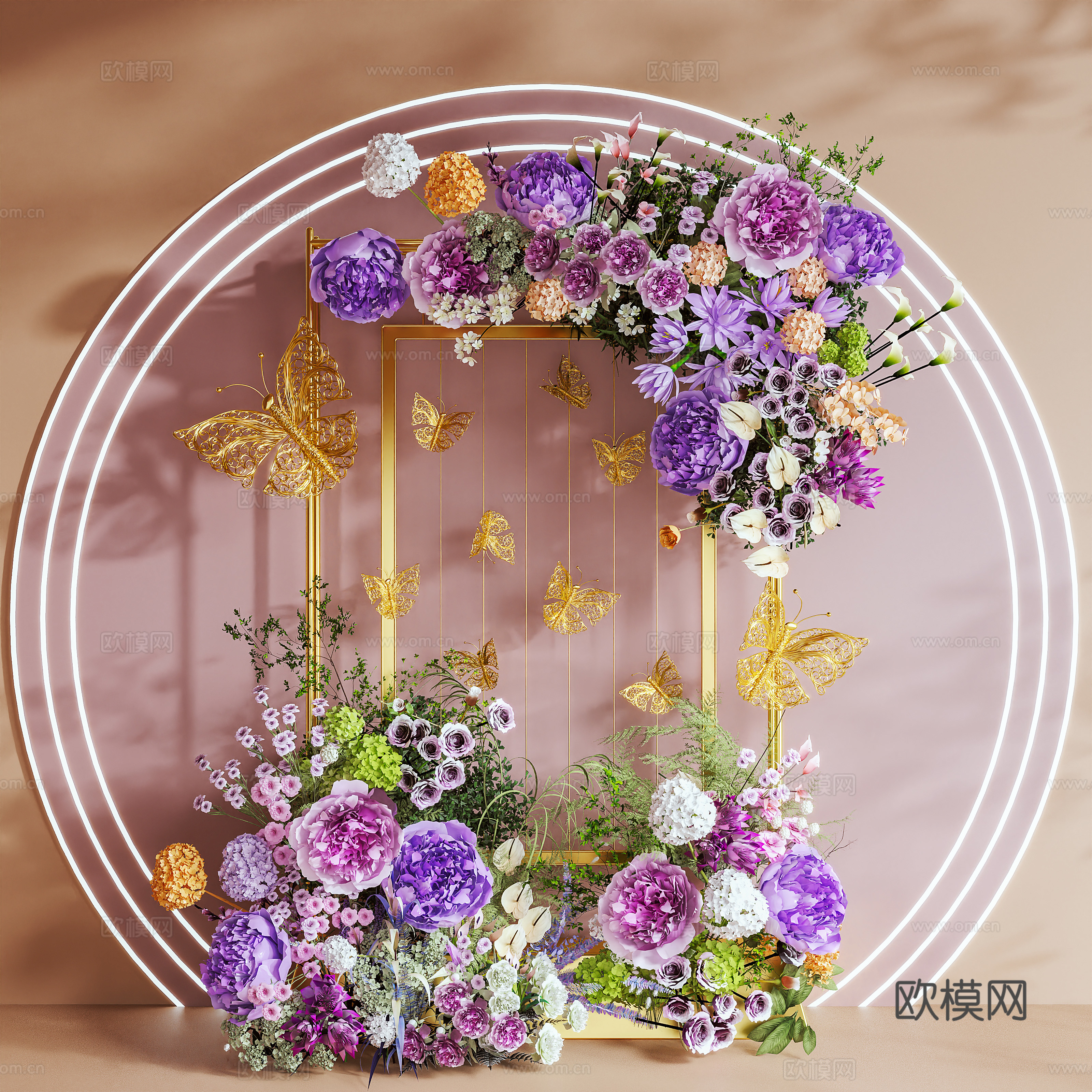 美陈 艺术装置 花艺装置 摆件 蝴蝶3d模型下载