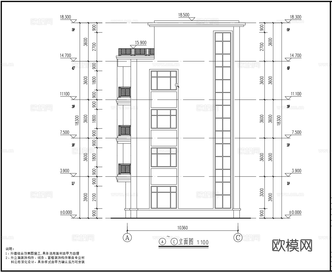 现代别墅cad施工图