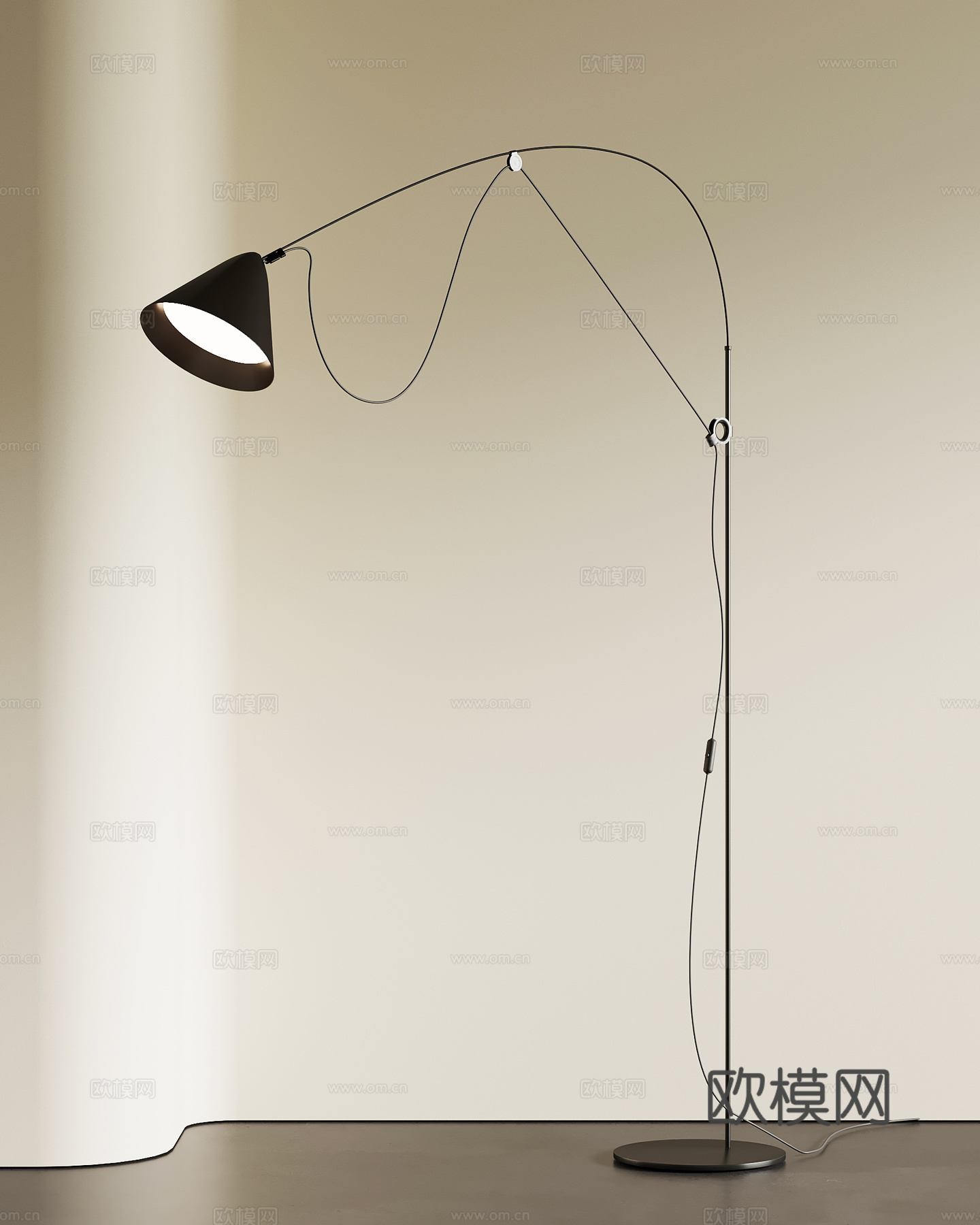 现代落地灯 鱼线落地灯su模型