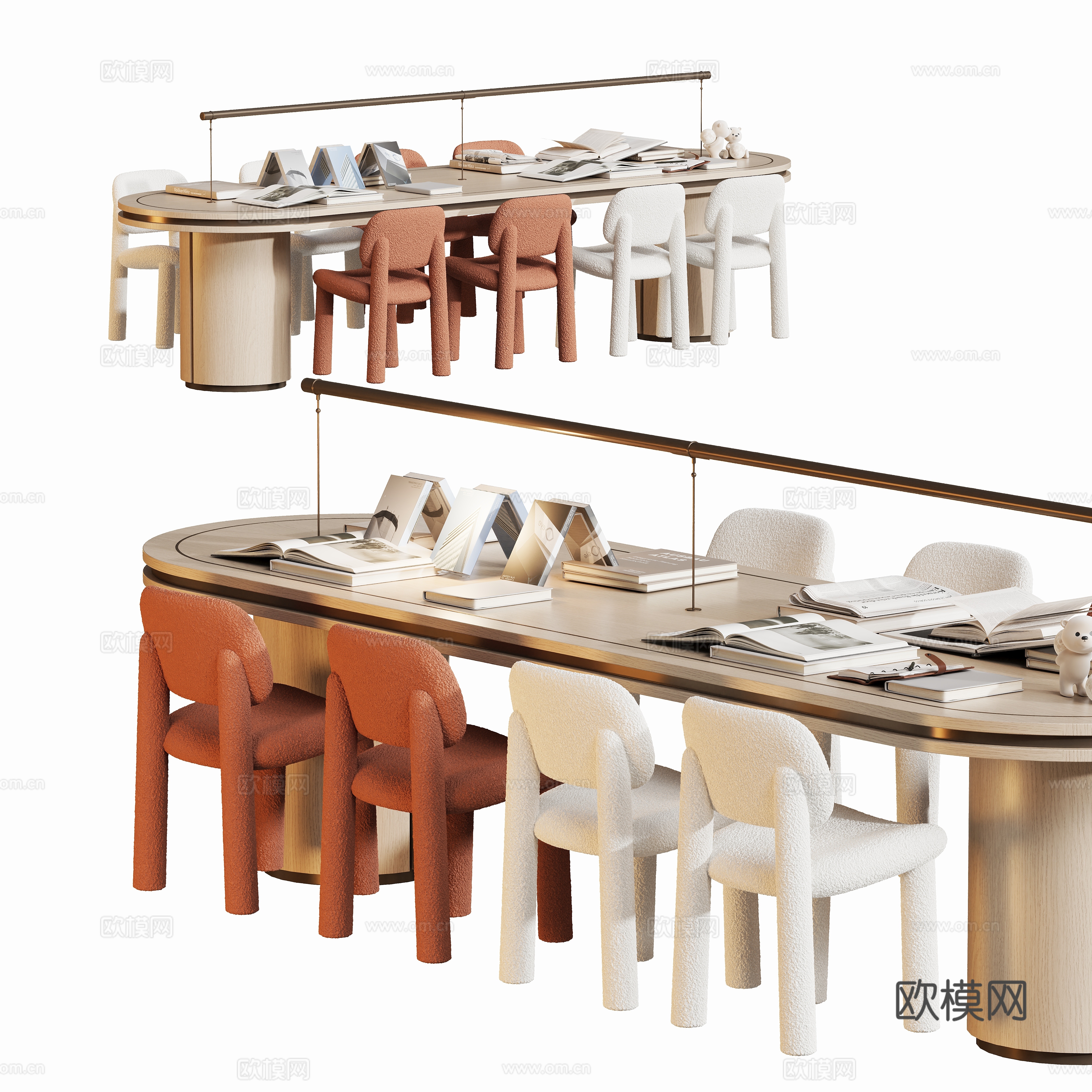 现代儿童手工书桌椅组合su模型