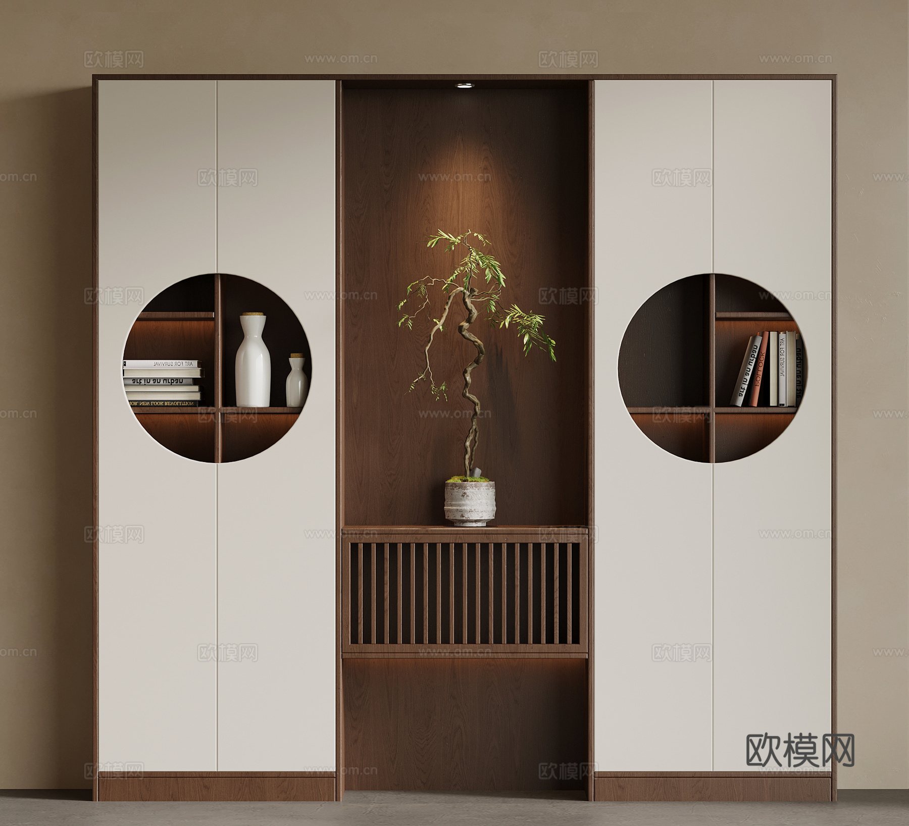 新中式玄关柜 书柜su模型