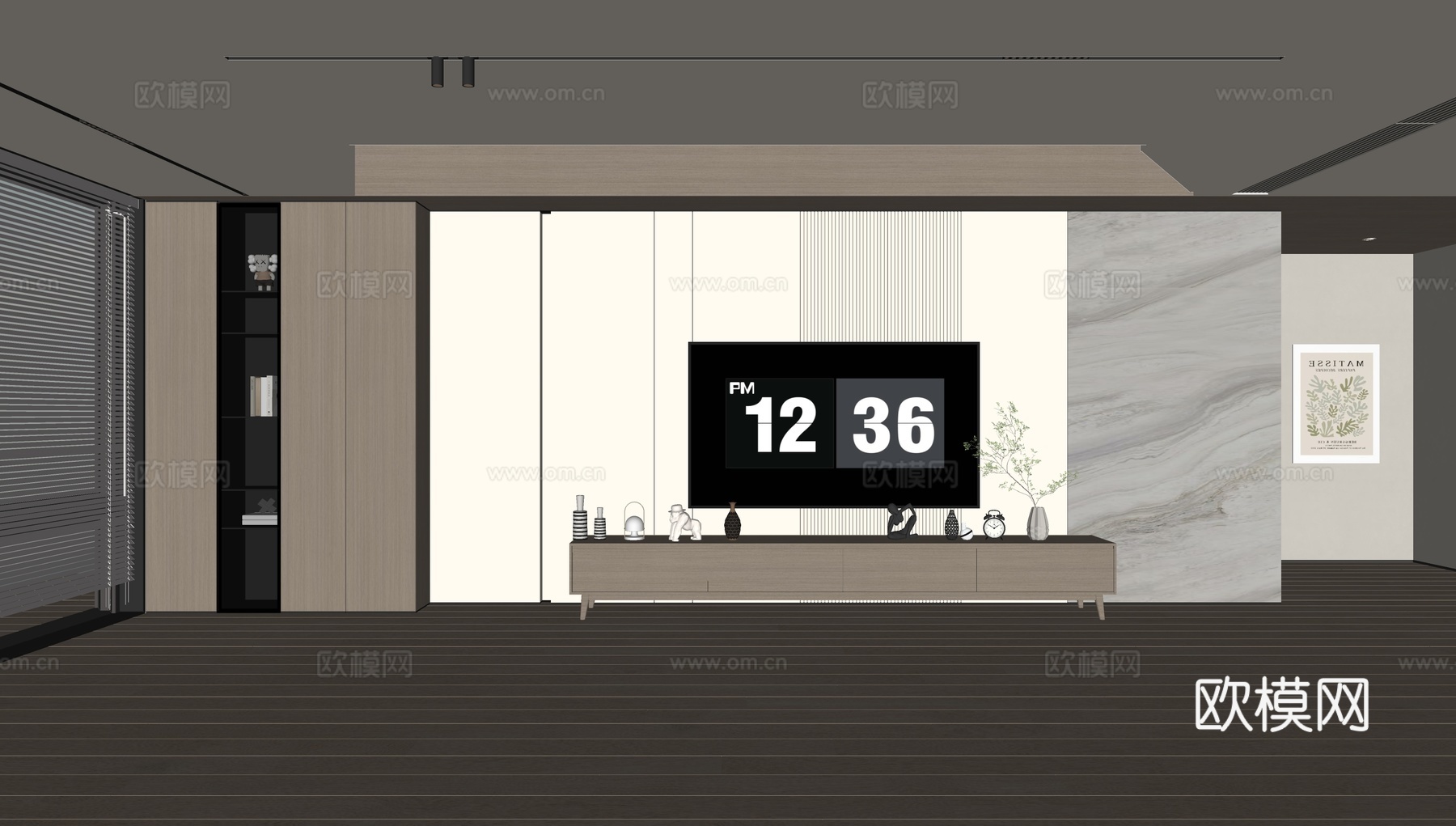 现代客厅 奶油客厅 电视背景墙 客厅背景 电视柜su模型