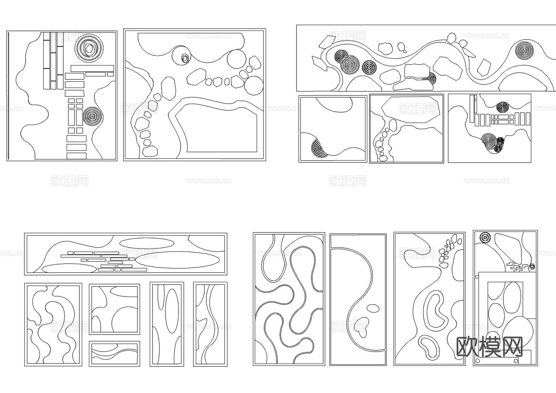 庭院花园景观平面cad图块cad施工图