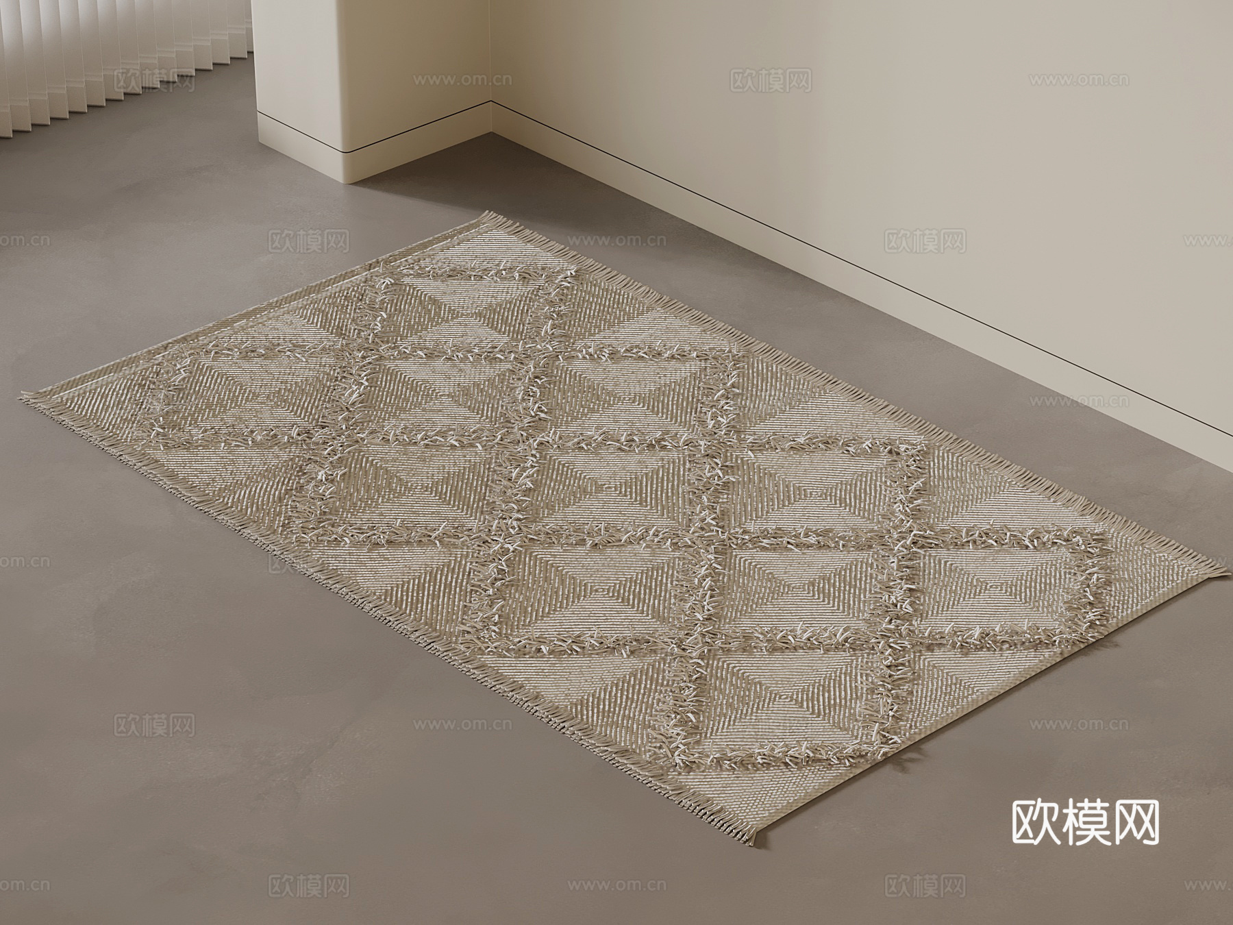侘寂中古地毯 新中式地毯 流苏地毯su模型