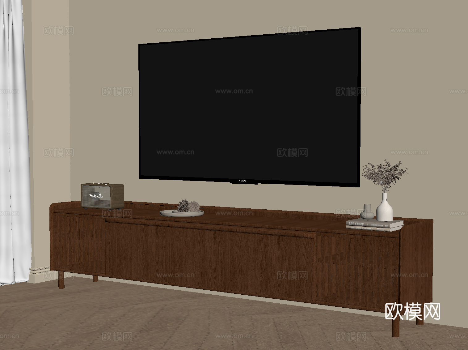 中古风电视柜su模型