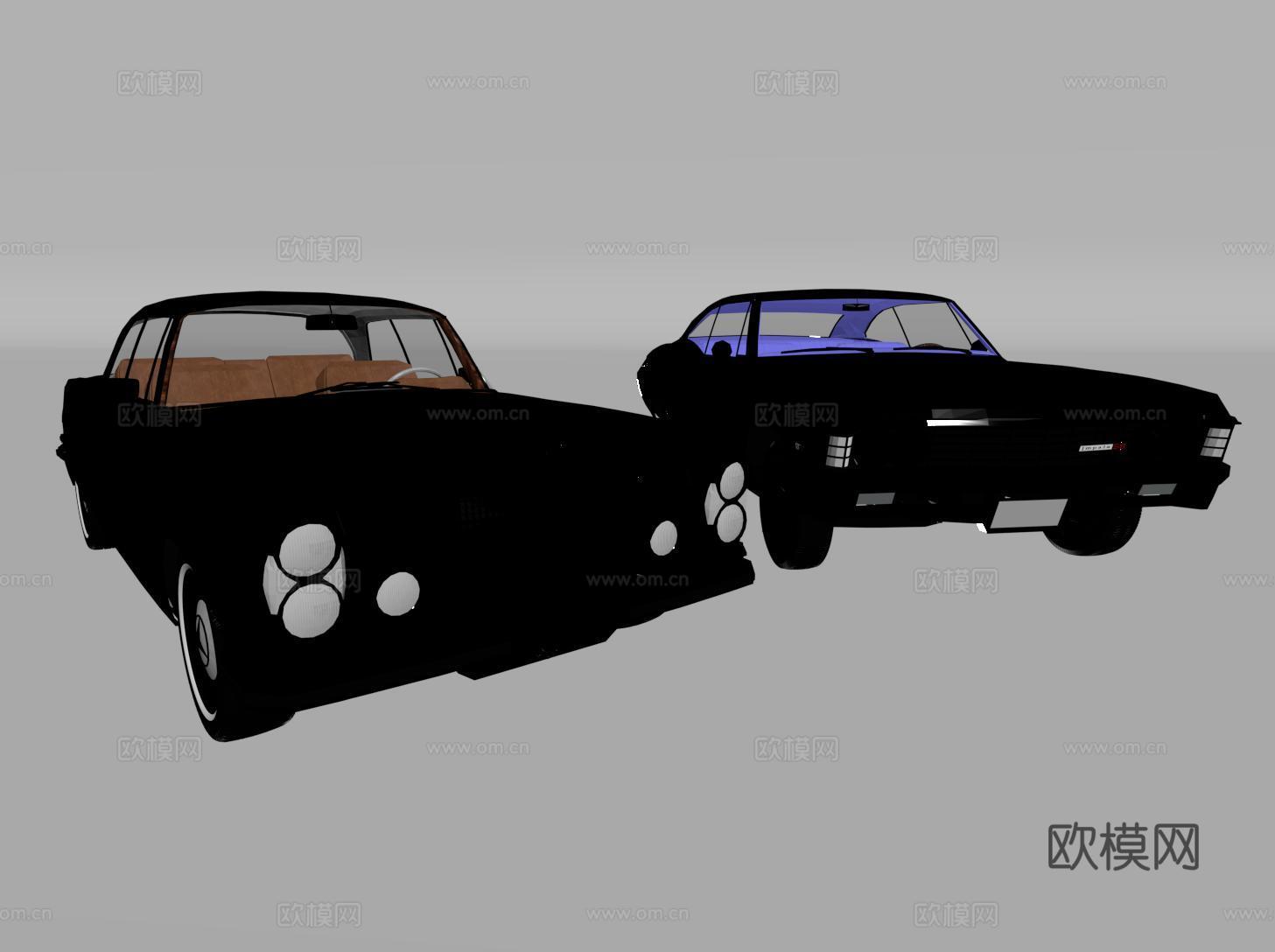 现代怀旧汽车 复古汽车 老爷车 老式肌肉车su模型