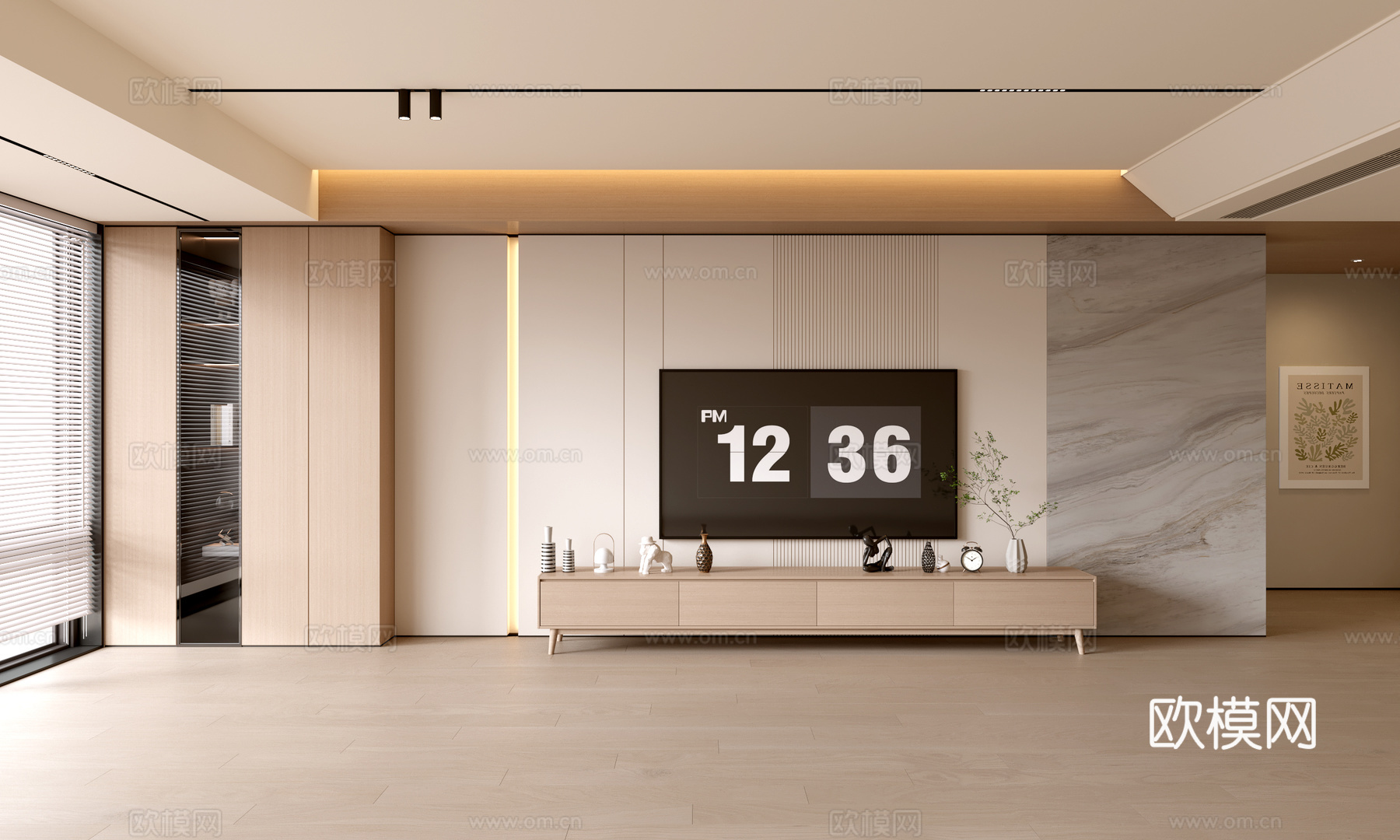 现代客厅 奶油客厅 电视背景墙 客厅背景 电视柜su模型