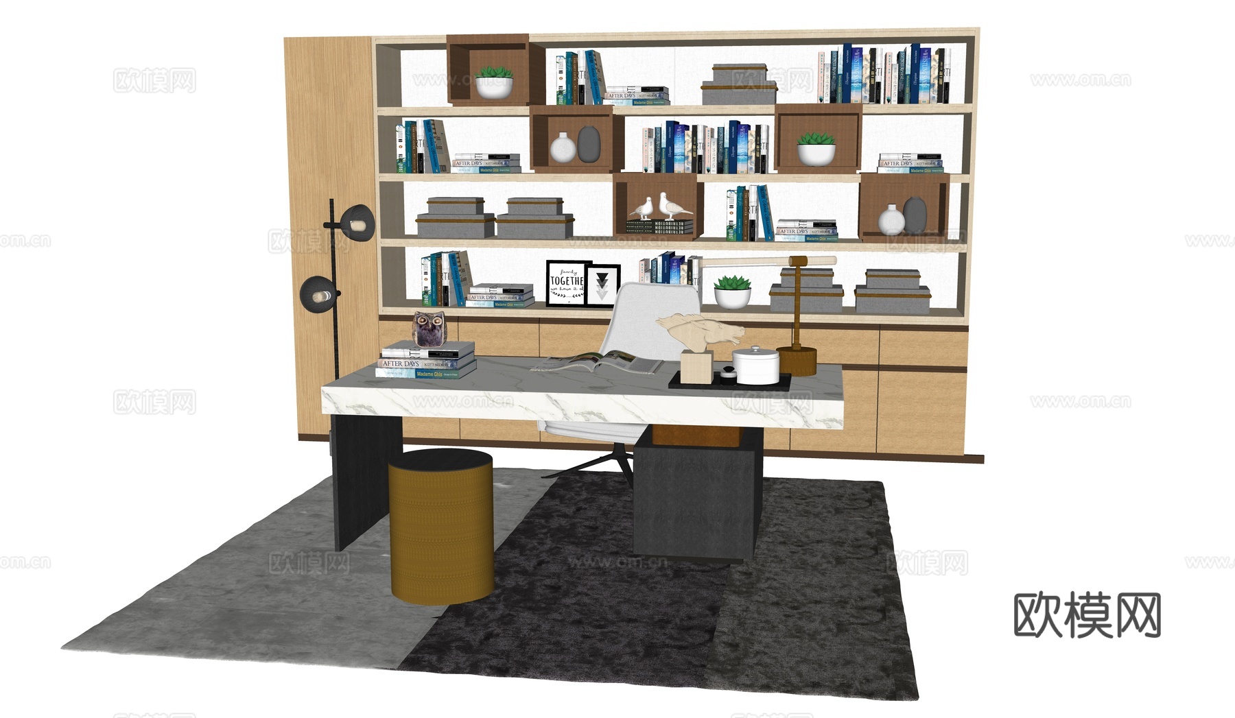 现代书房su模型