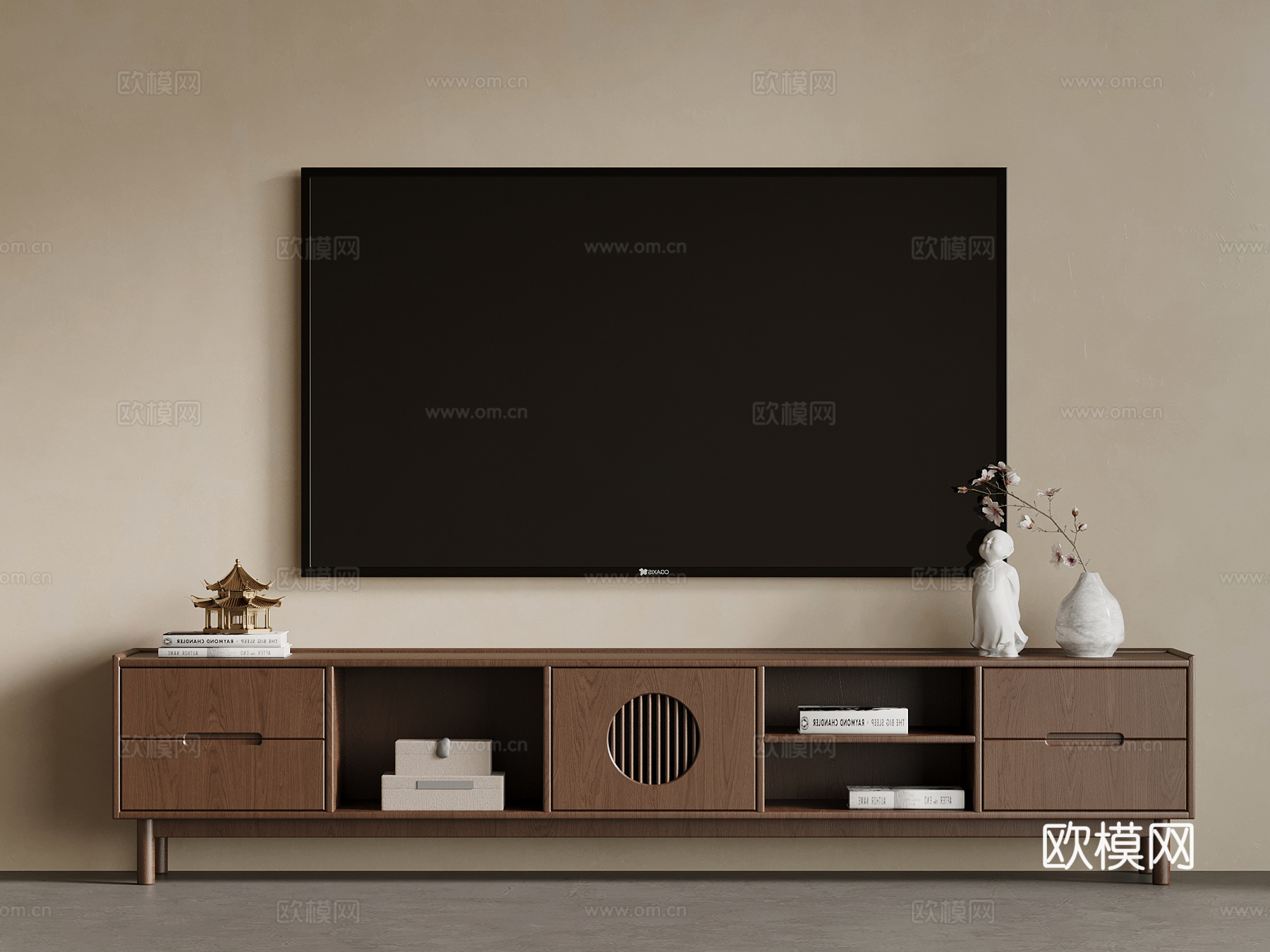 新中式电视柜su模型