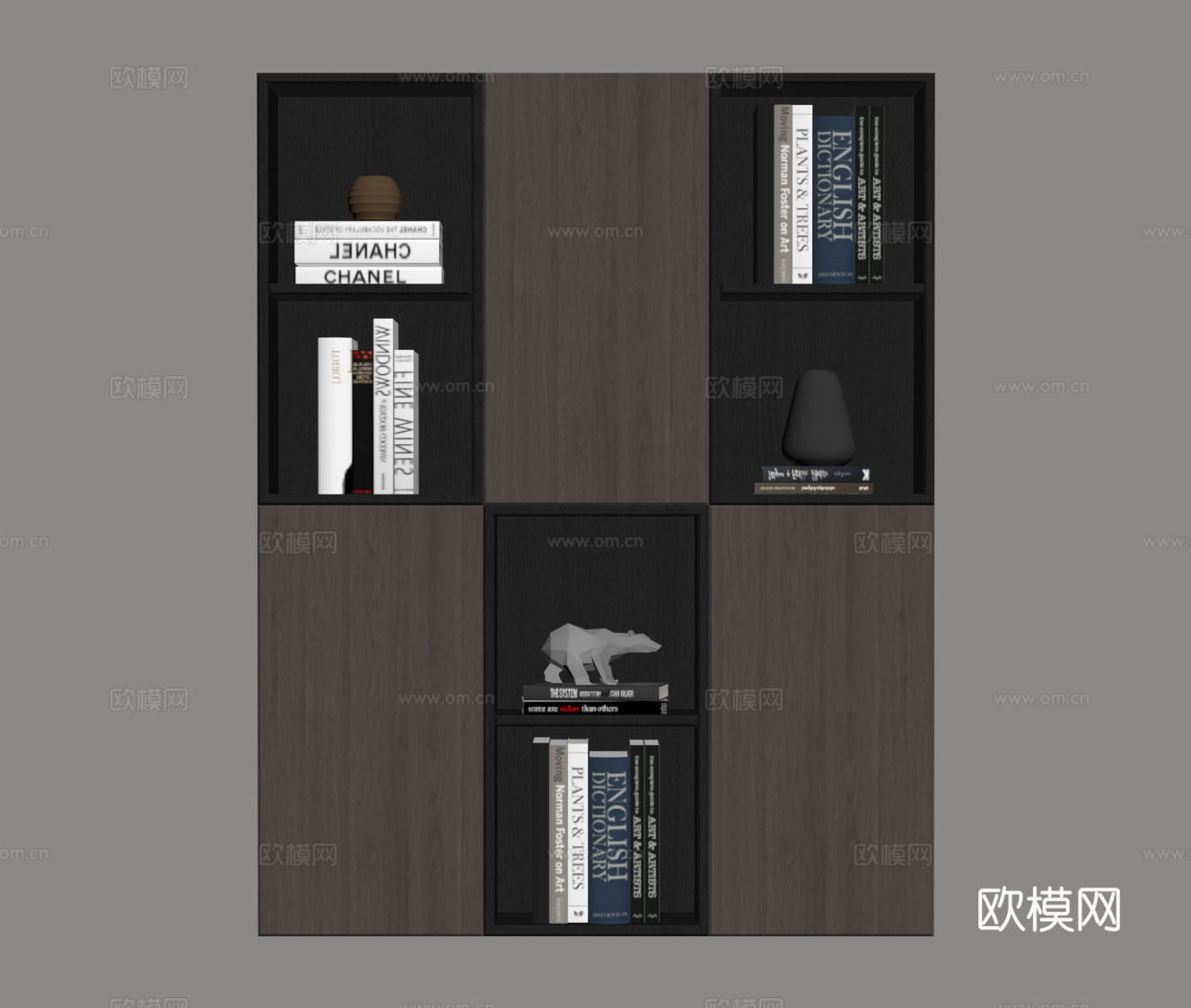 现代意式书柜 壁挂书柜su模型