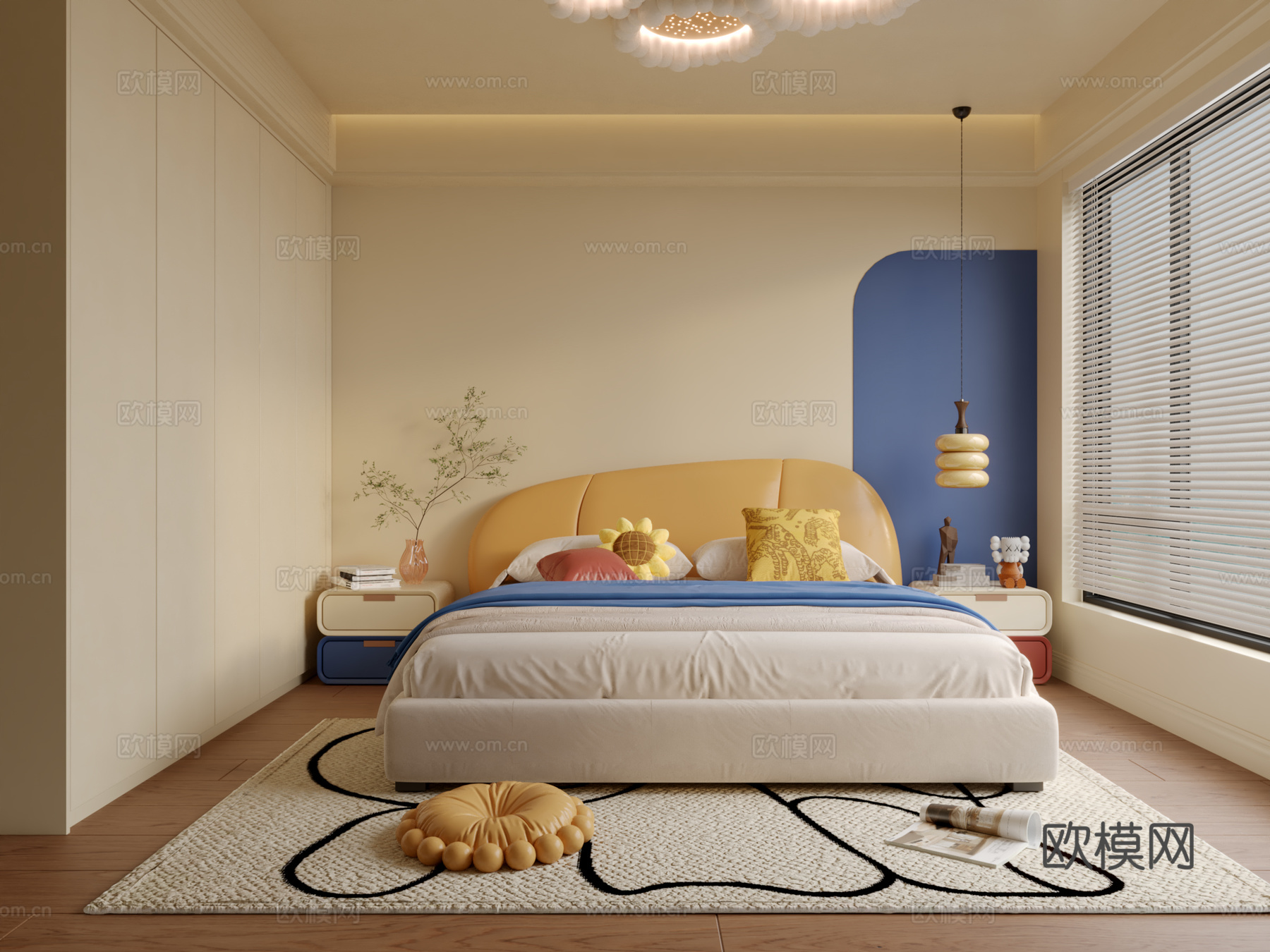 孟菲斯多巴胺儿童房3d模型下载（渲染图1）
