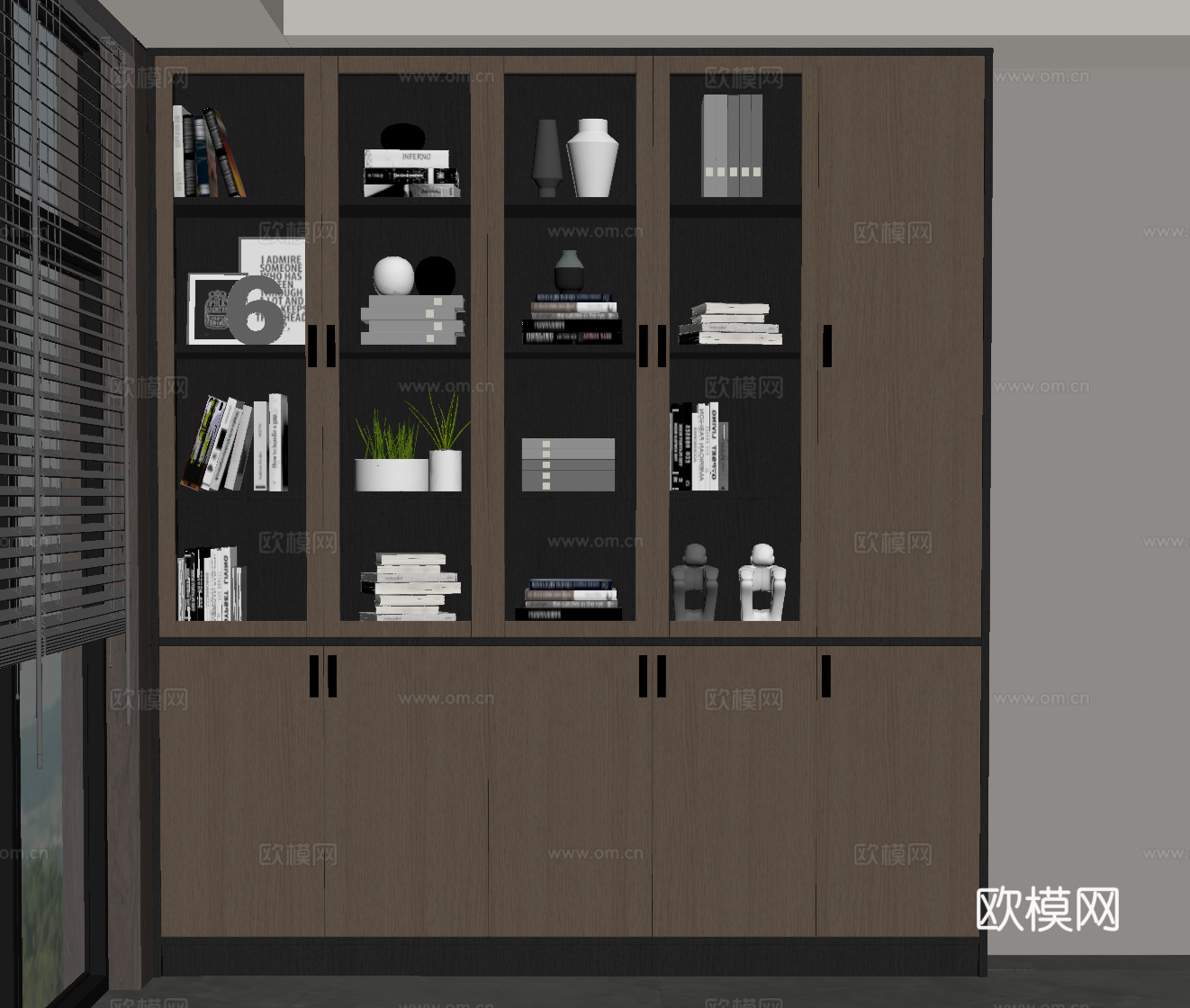 现代意式文件柜 书柜su模型