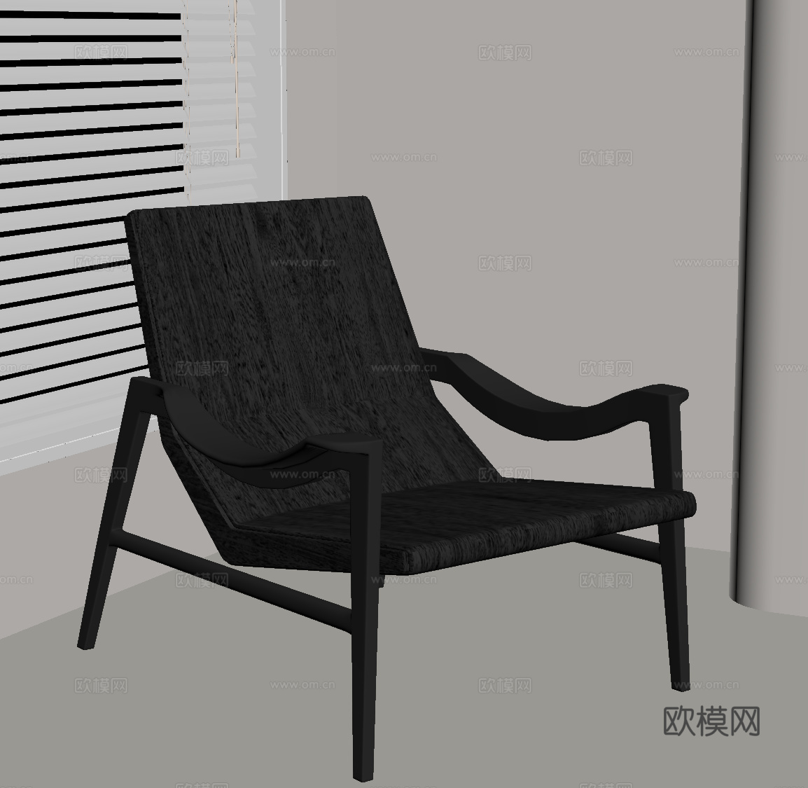 现代意式躺椅 休闲椅 实木躺椅su模型