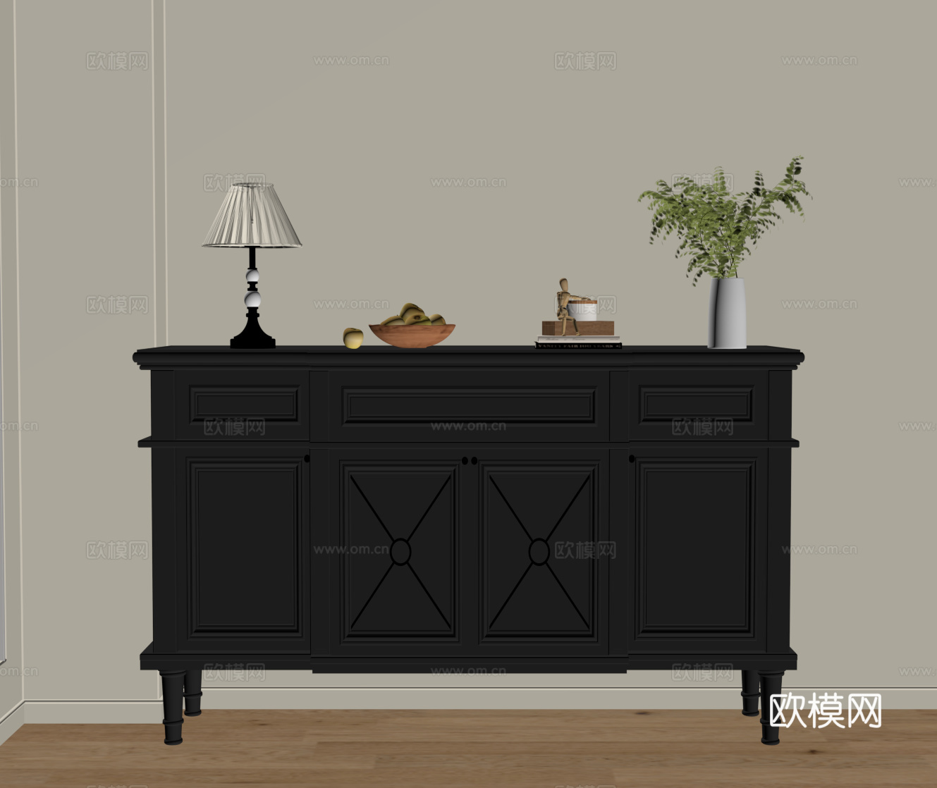 法式玄关柜 边柜矮柜su模型