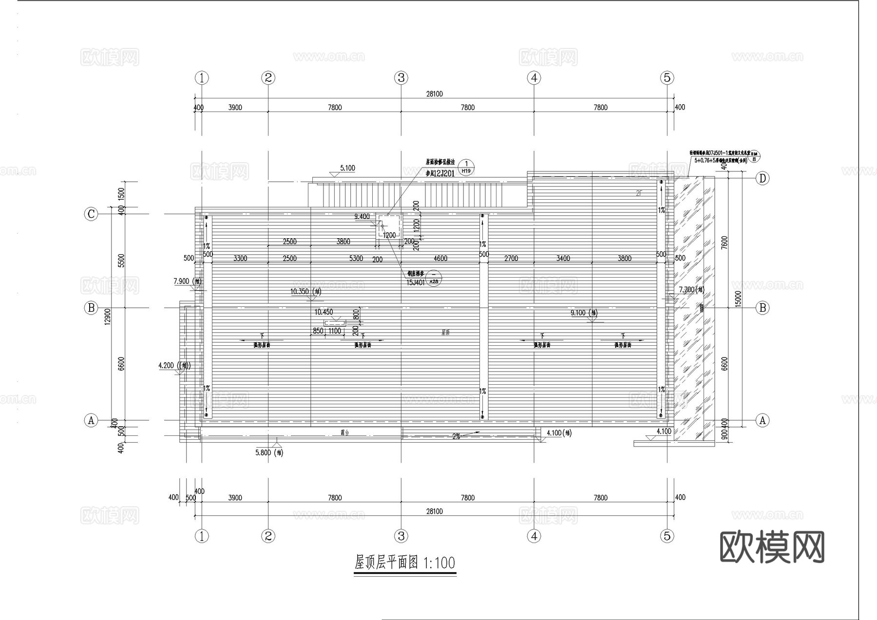 新中式新农村服务中心施工图cad施工图