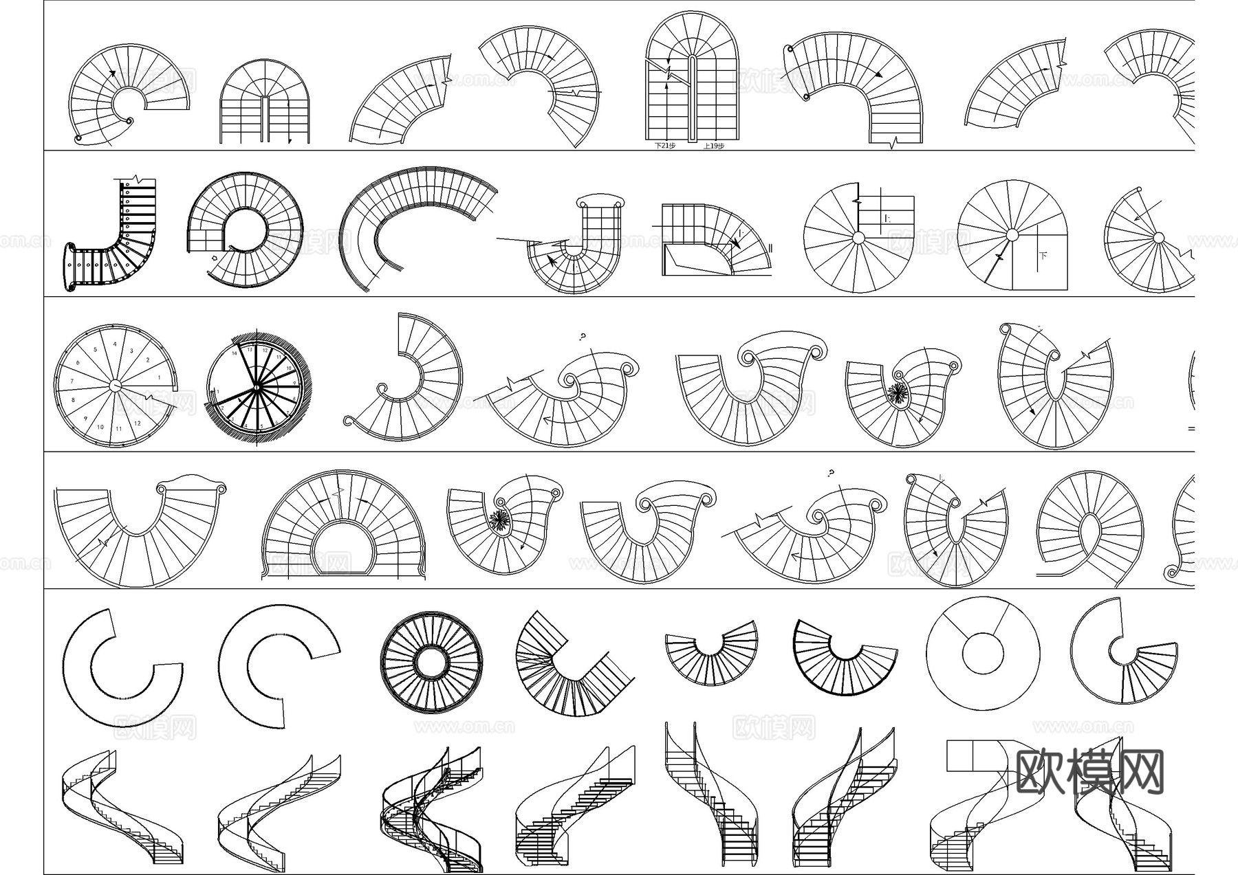最全楼梯平立面CAD图库cad施工图