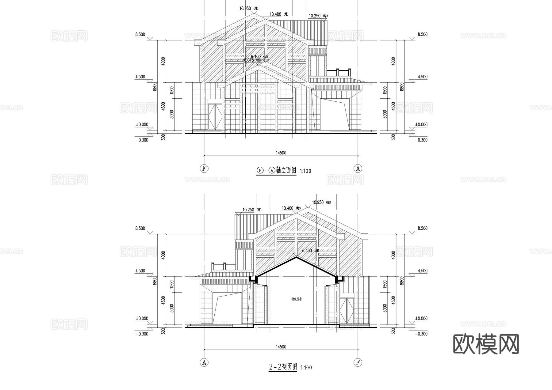 游客中心建筑施工图cad施工图