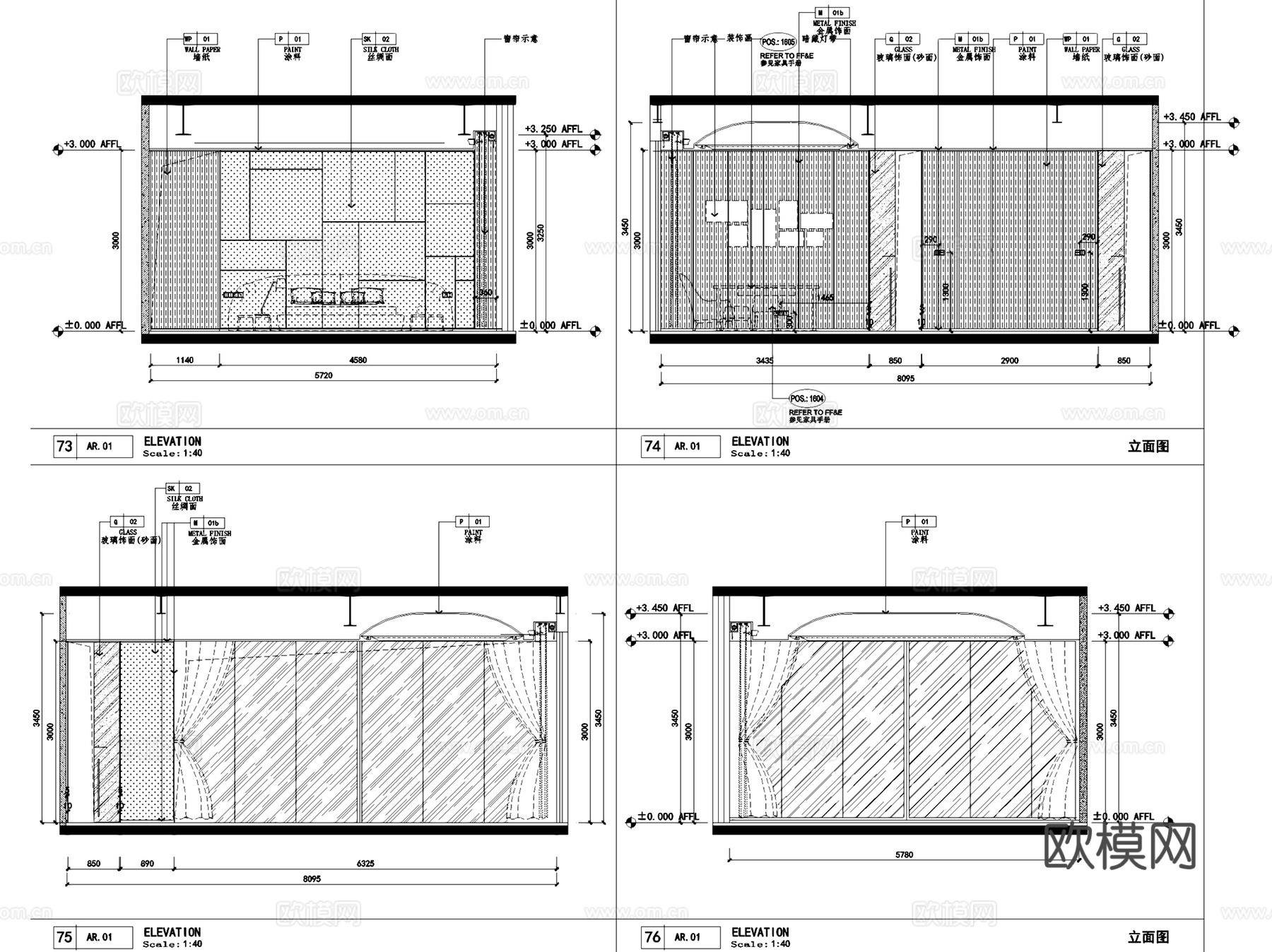 深圳湾一号T2户型样板房室内家装CAD施工图整套cad施工图