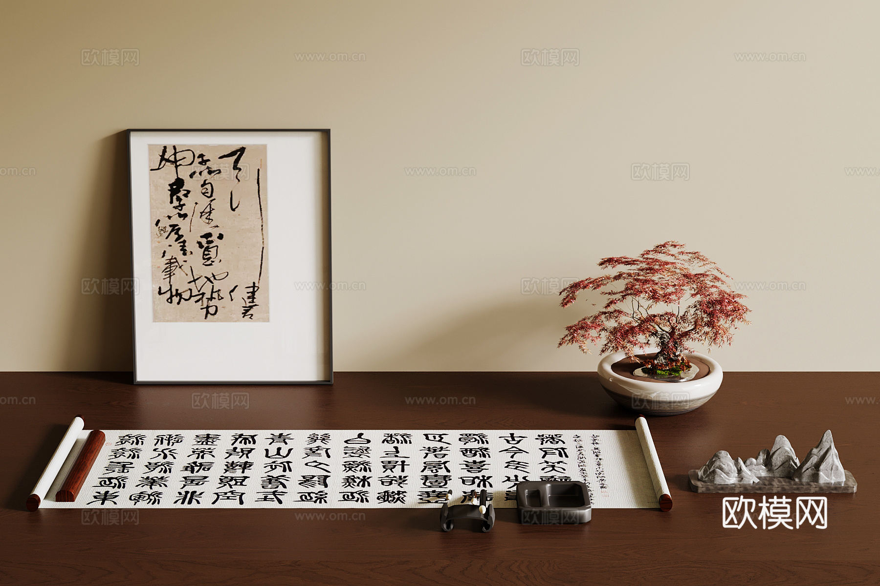 新中式摆件 书桌摆件su模型