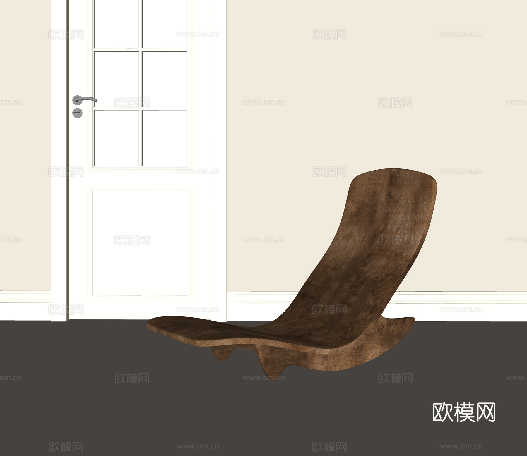 侘寂中古躺椅su模型