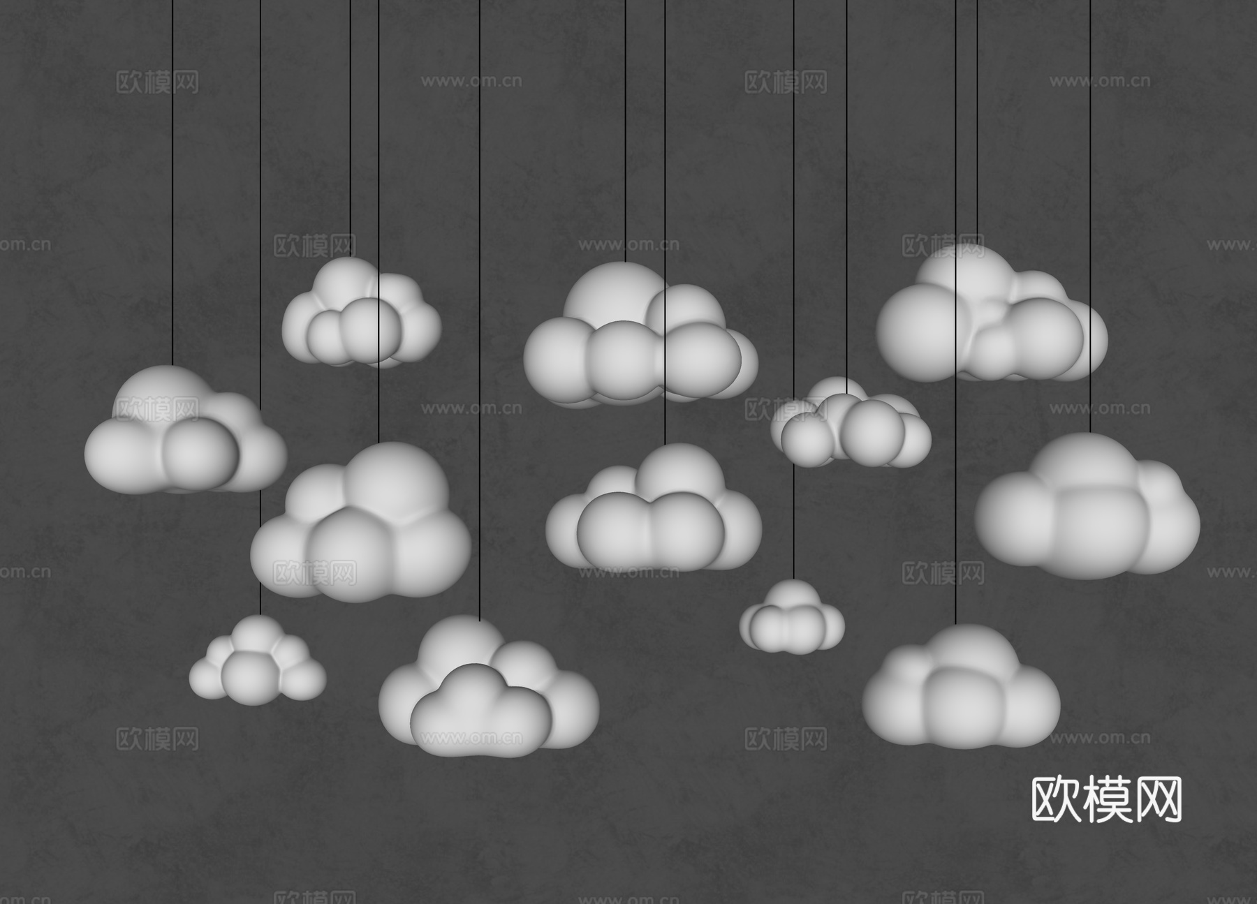 云朵吊灯 儿童房吊灯 现代吊灯 装饰吊灯 云朵雕塑 云朵 云su模型