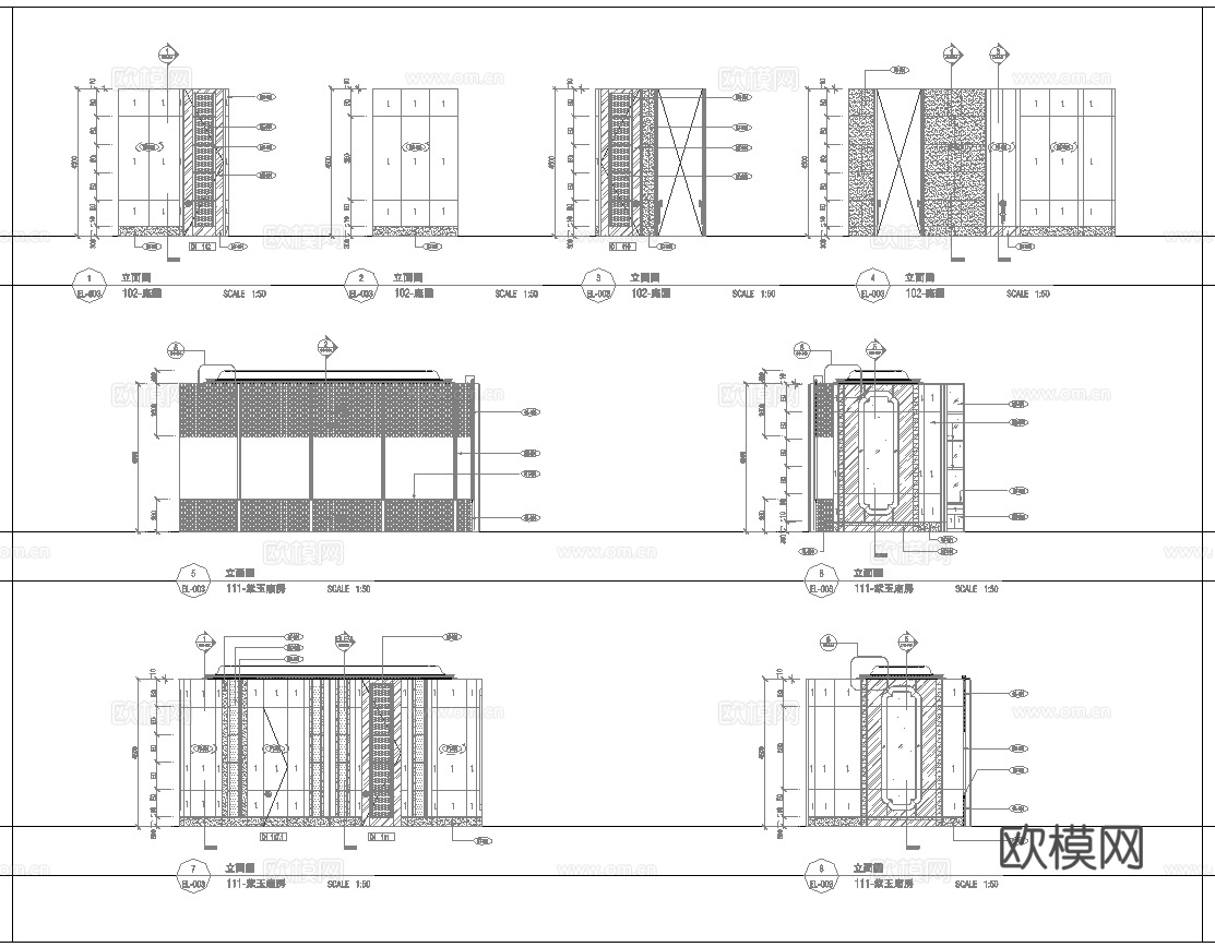 最新全套 酒店中餐厅 施工图合集cad施工图