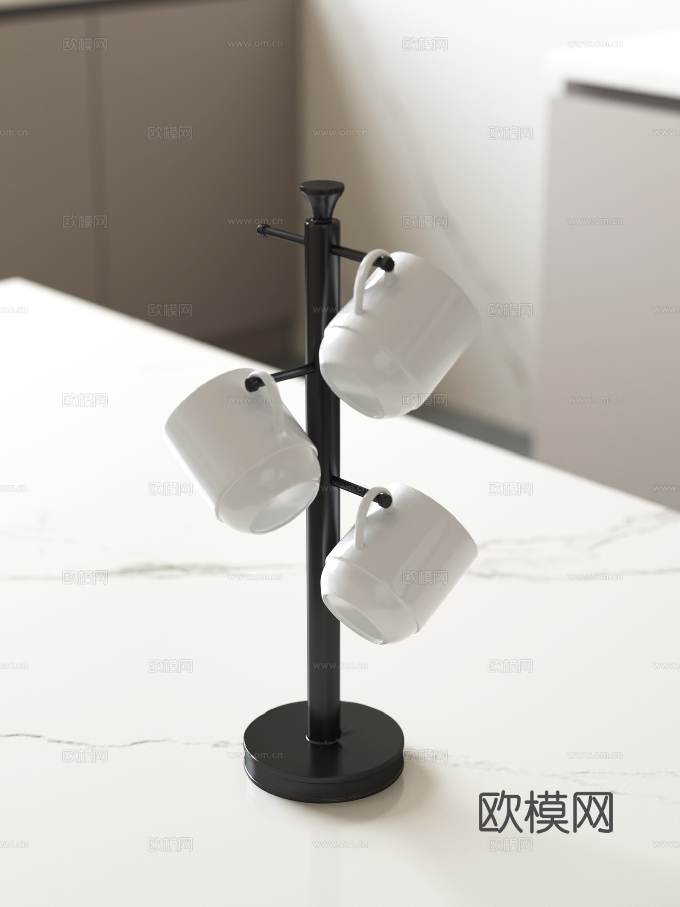 现代水杯架 水杯su模型