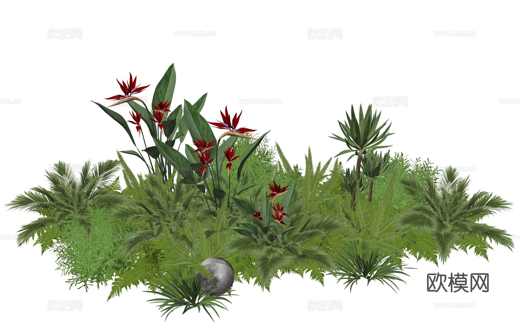 现代室内植物堆造景组合su模型