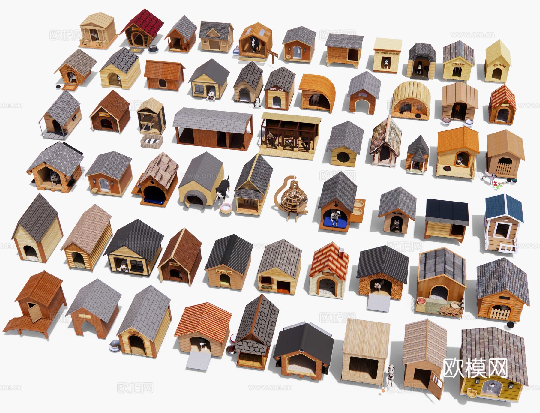 现代狗窝 小木屋 宠物屋 狗舍 犬舍 树屋 猫舍猫窝 动物窝su模型