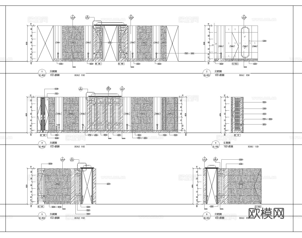 最新全套 酒店中餐厅 施工图合集cad施工图